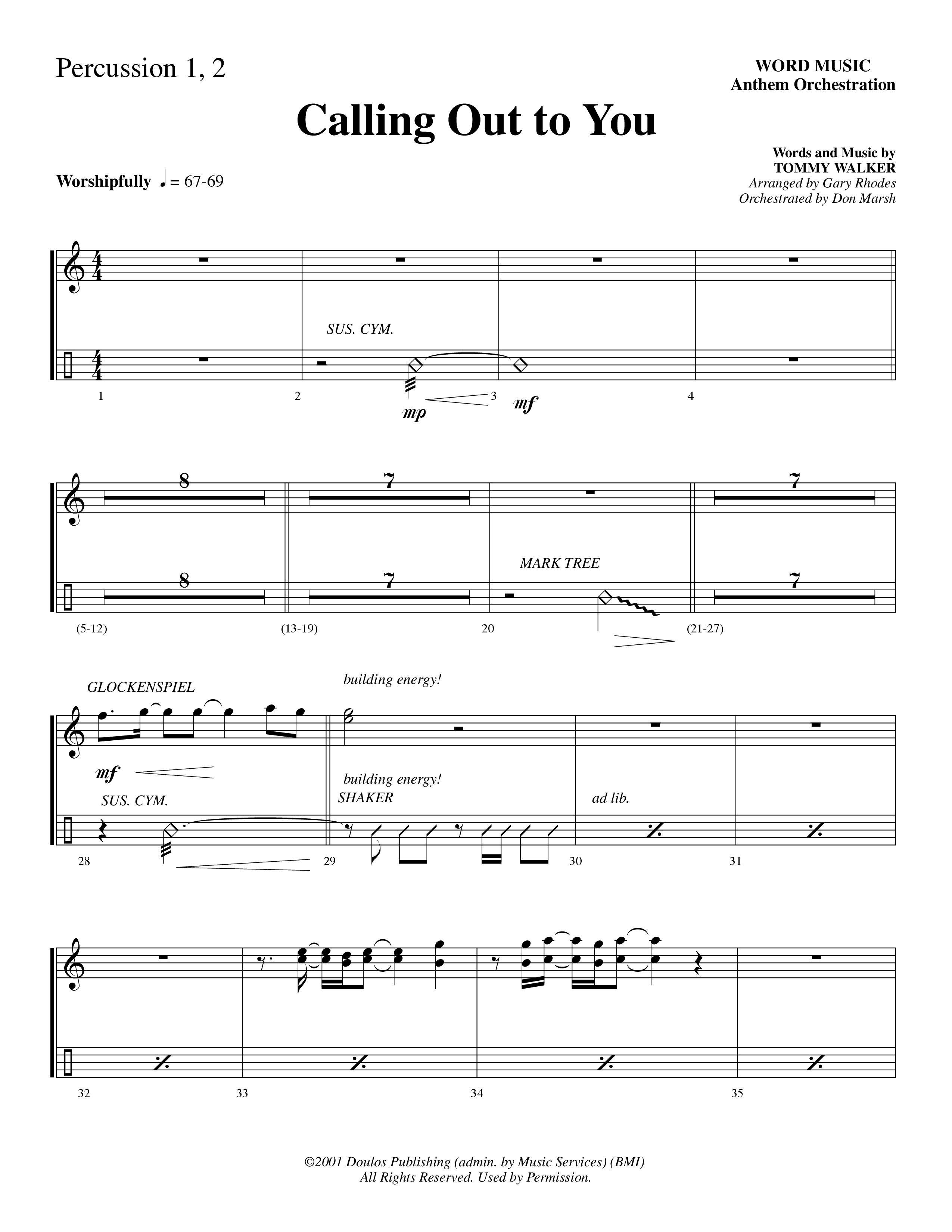 Calling Out To You (Choral Anthem SATB) Percussion (Word Music Choral / Arr. Gary Rhodes)