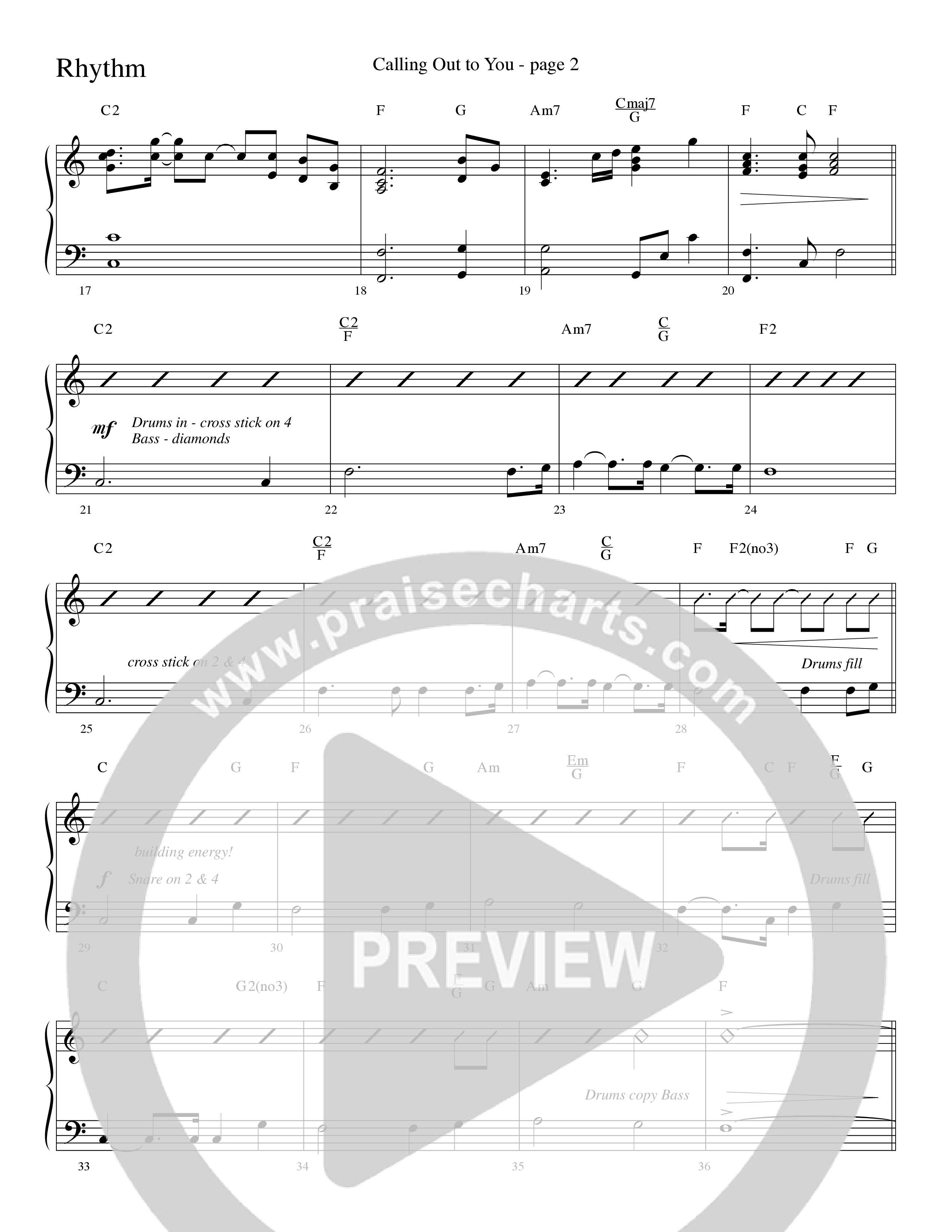Calling Out To You (Choral Anthem SATB) Rhythm Chart (Word Music Choral / Arr. Gary Rhodes)