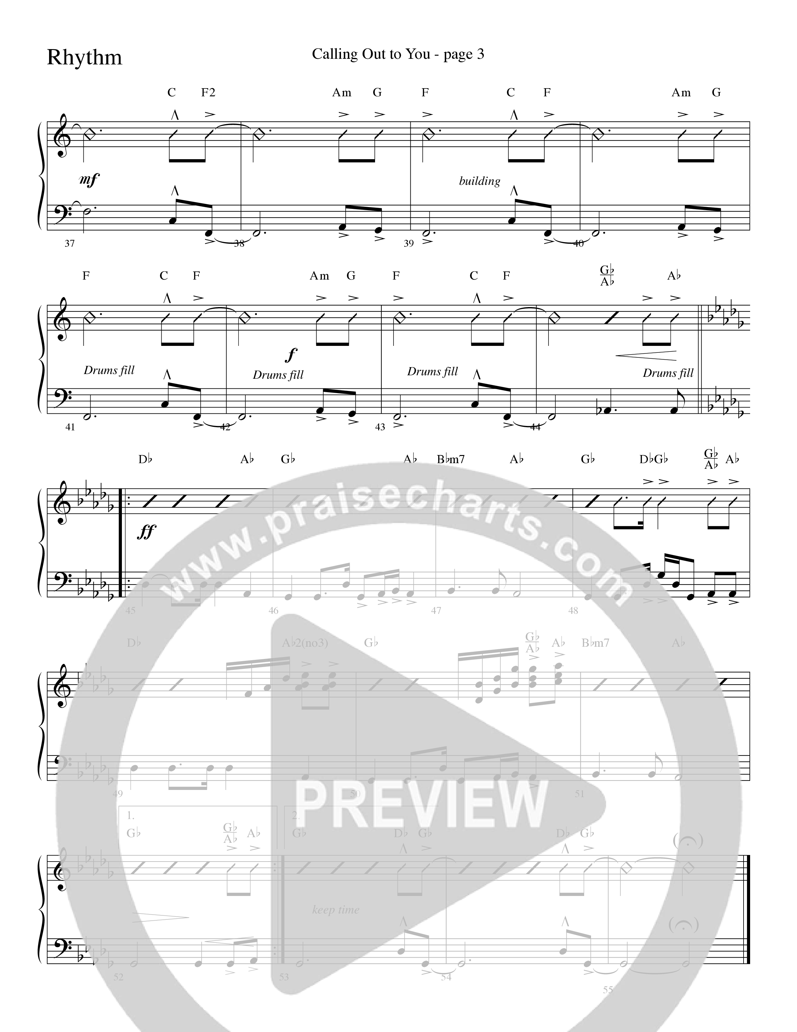 Calling Out To You (Choral Anthem SATB) Rhythm Chart (Word Music Choral / Arr. Gary Rhodes)