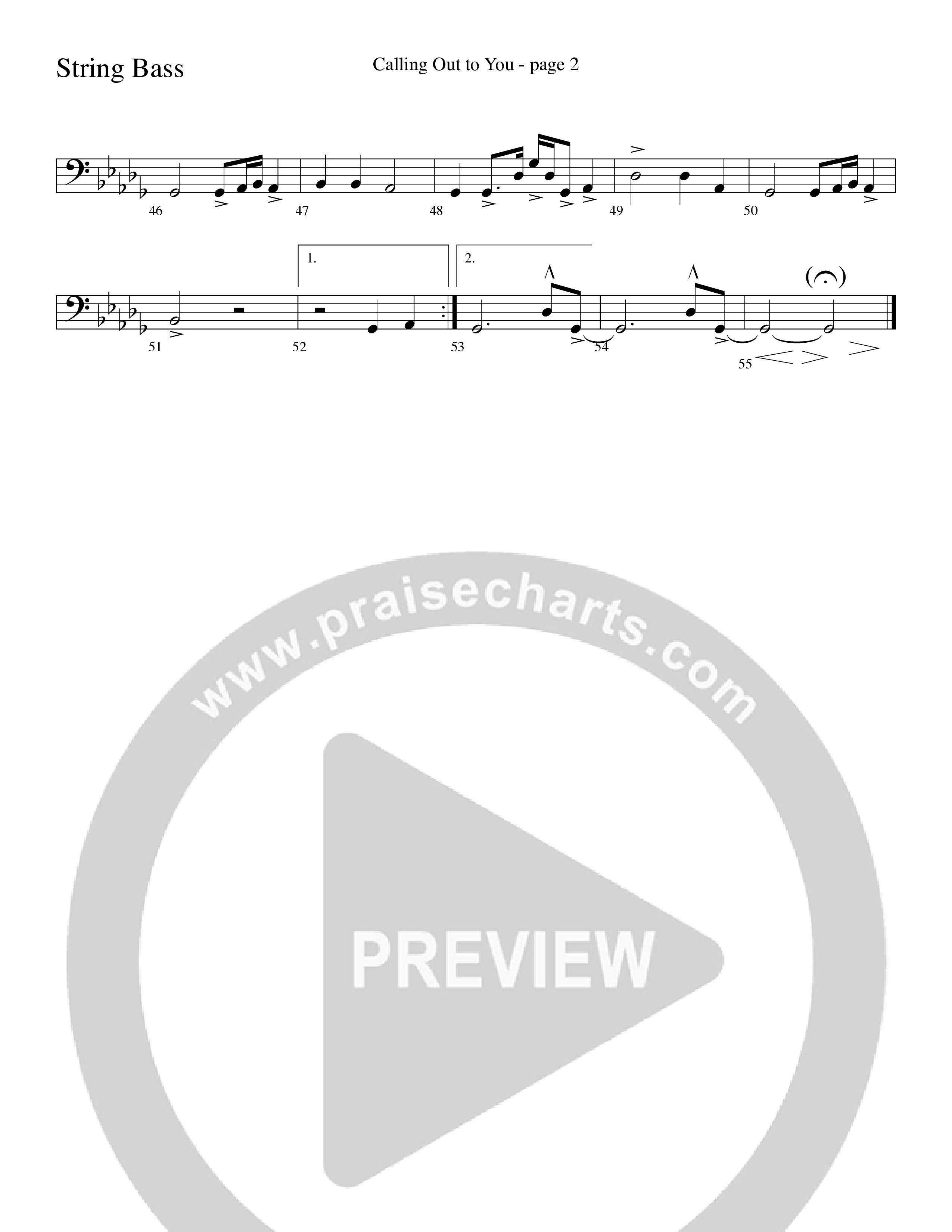 Calling Out To You (Choral Anthem SATB) String Bass (Word Music Choral / Arr. Gary Rhodes)