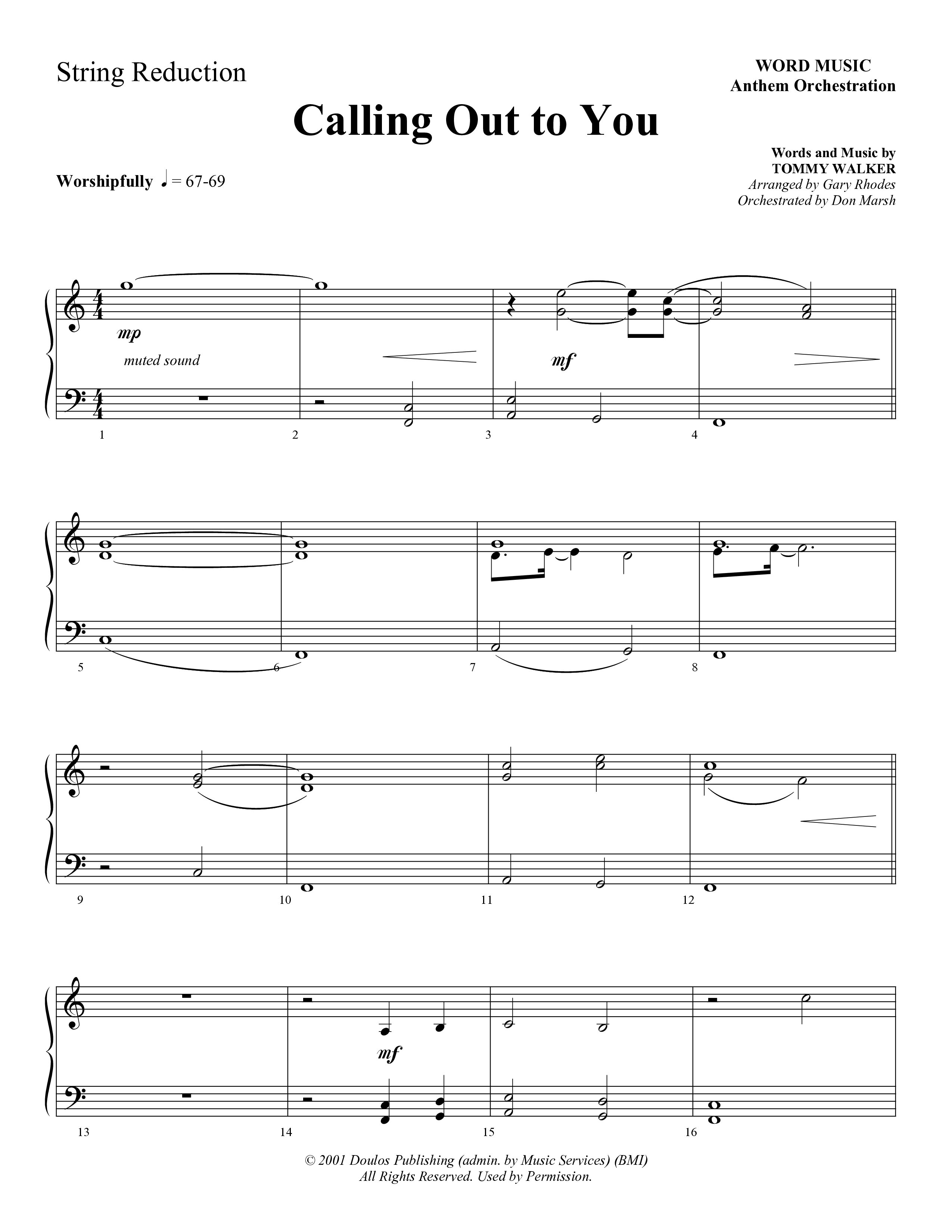 Calling Out To You (Choral Anthem SATB) String Reduction (Word Music Choral / Arr. Gary Rhodes)