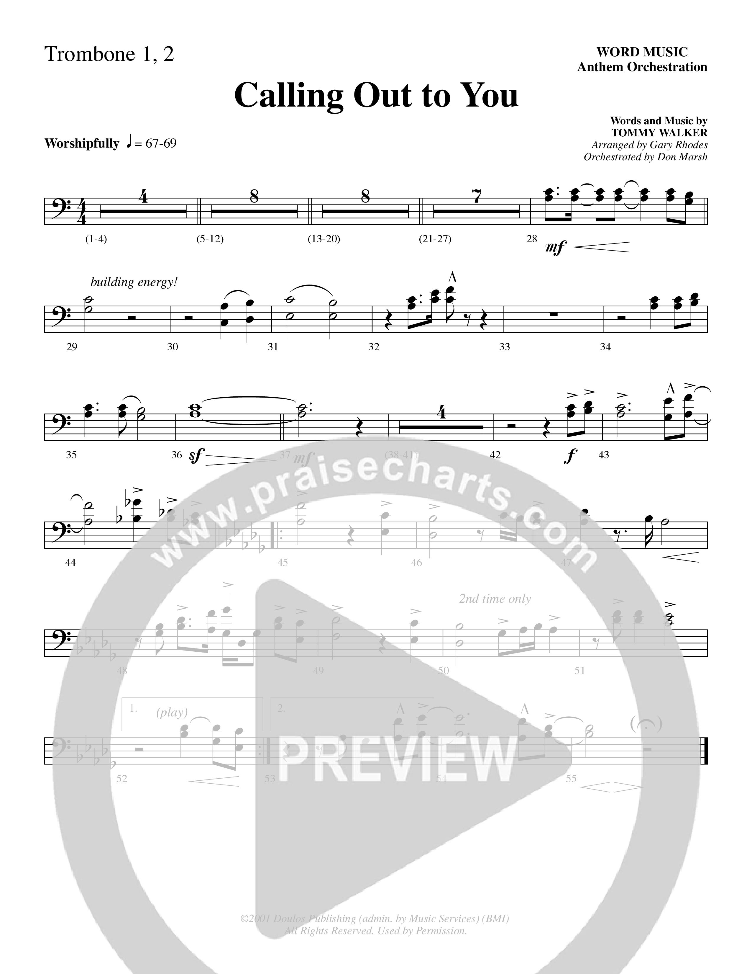 Calling Out To You (Choral Anthem SATB) Trombone 1/2 (Word Music Choral / Arr. Gary Rhodes)