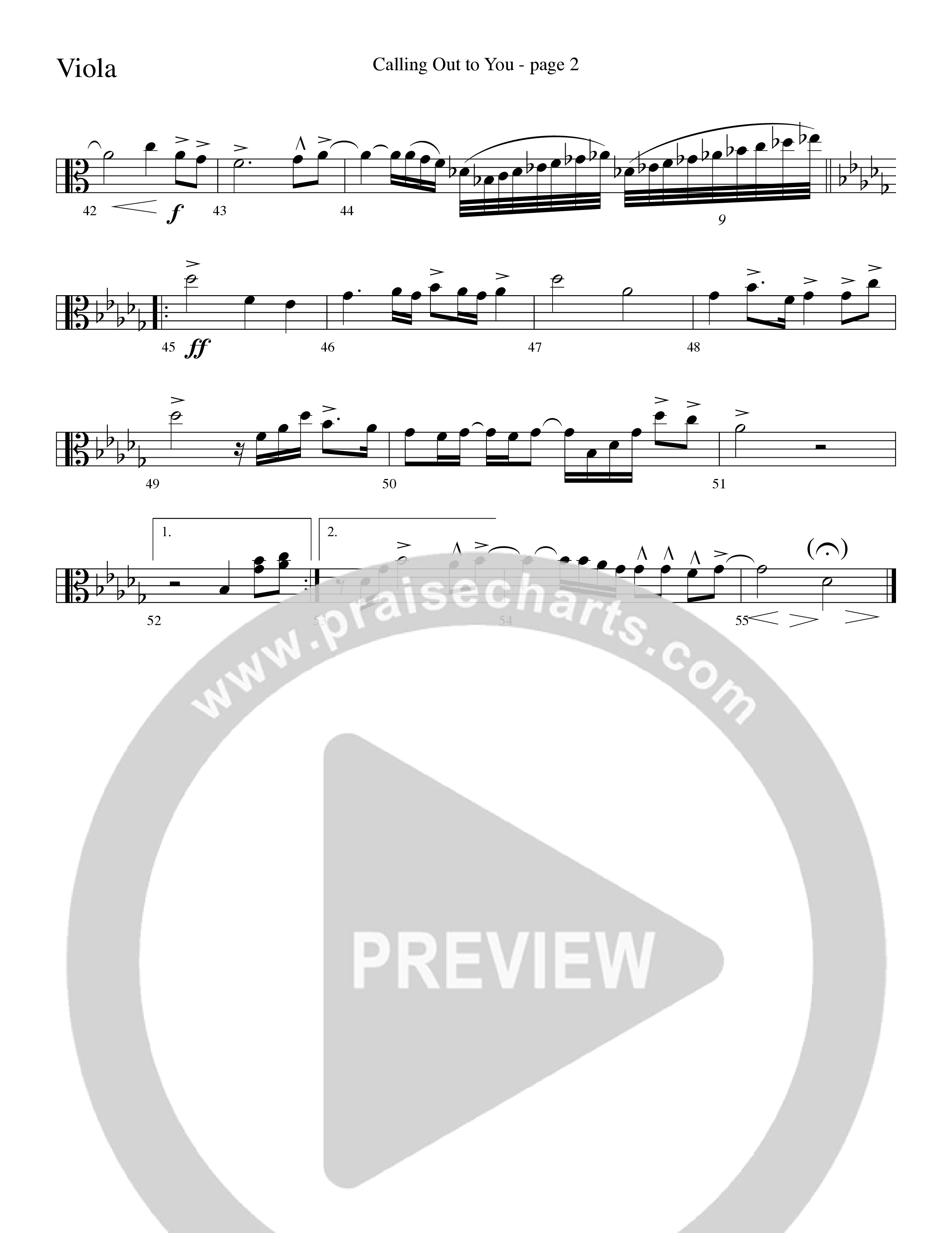 Calling Out To You (Choral Anthem SATB) Viola (Word Music Choral / Arr. Gary Rhodes)