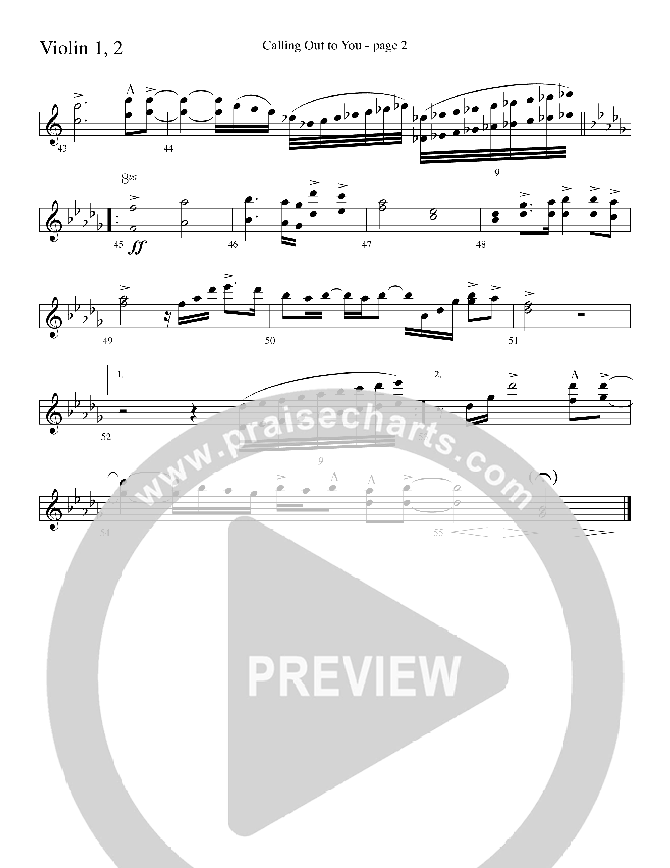 Calling Out To You (Choral Anthem SATB) Violin 1/2 (Word Music Choral / Arr. Gary Rhodes)