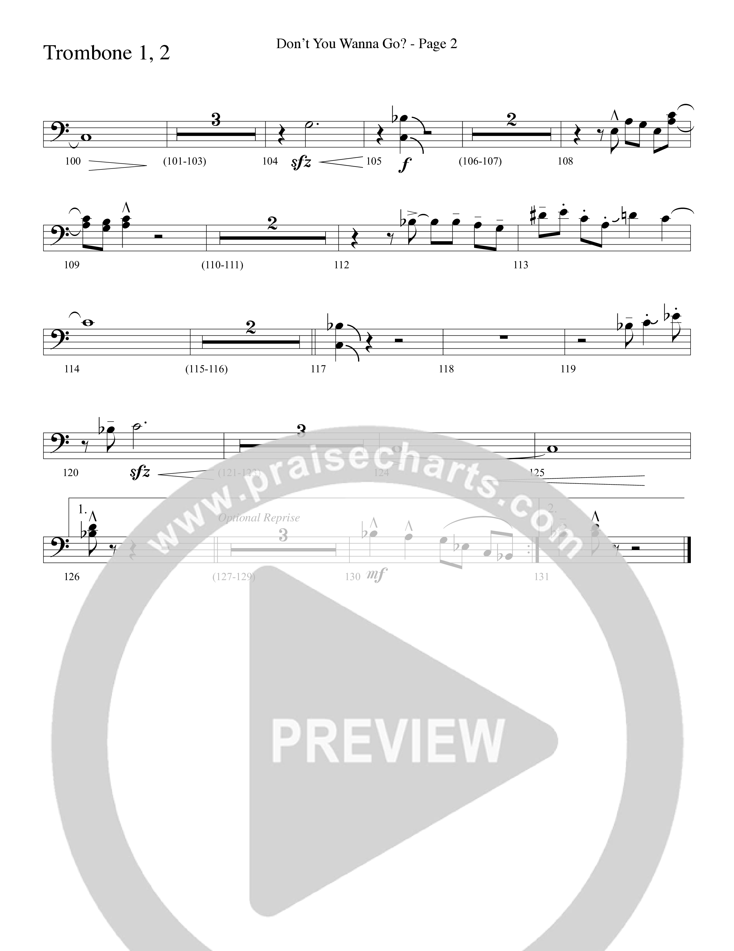 Don't You Wanna Go (Choral Anthem SATB) Trombone 1/2 (Word Music Choral / Arr. Russell Mauldin)
