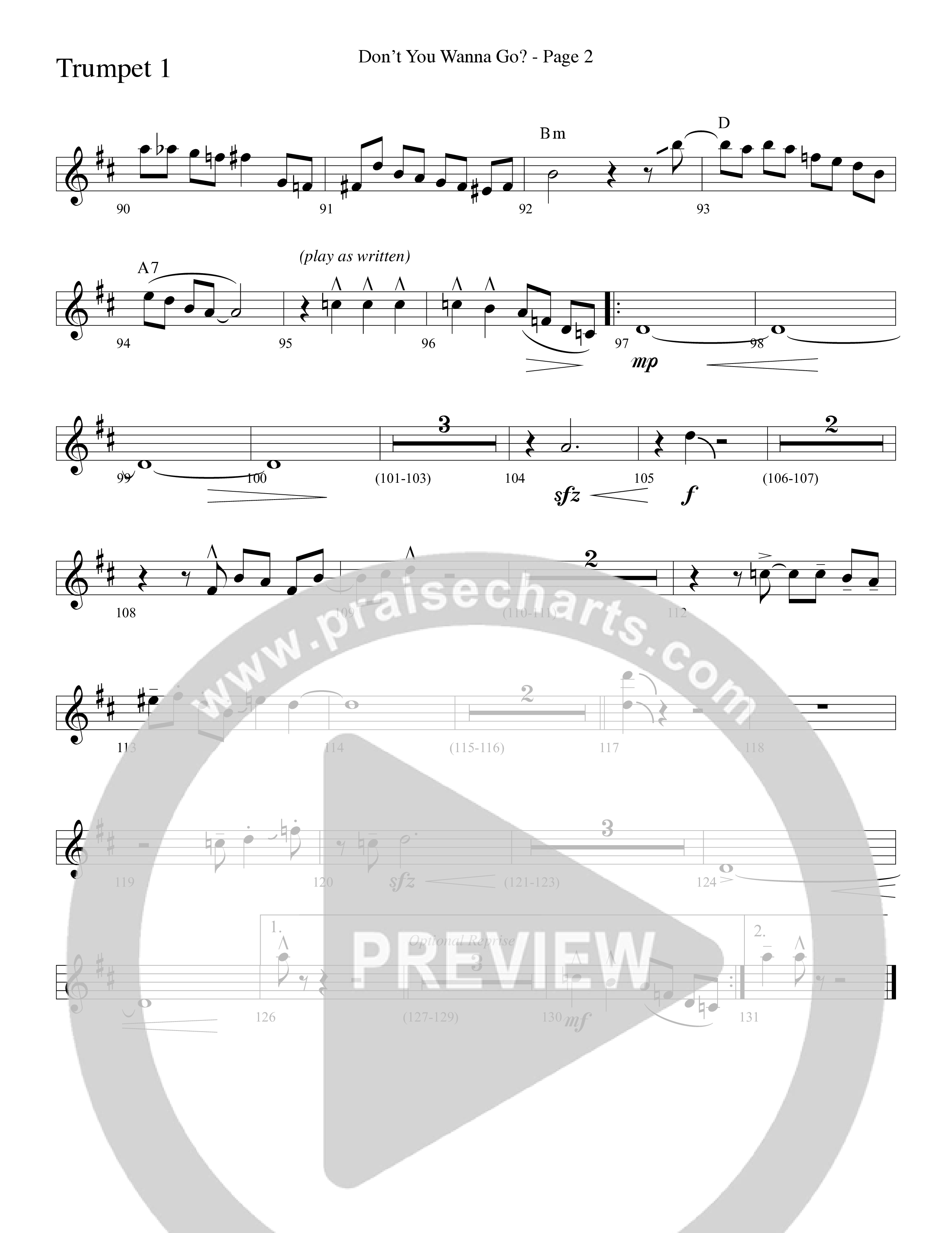Don't You Wanna Go (Choral Anthem SATB) Trumpet 1 (Word Music Choral / Arr. Russell Mauldin)