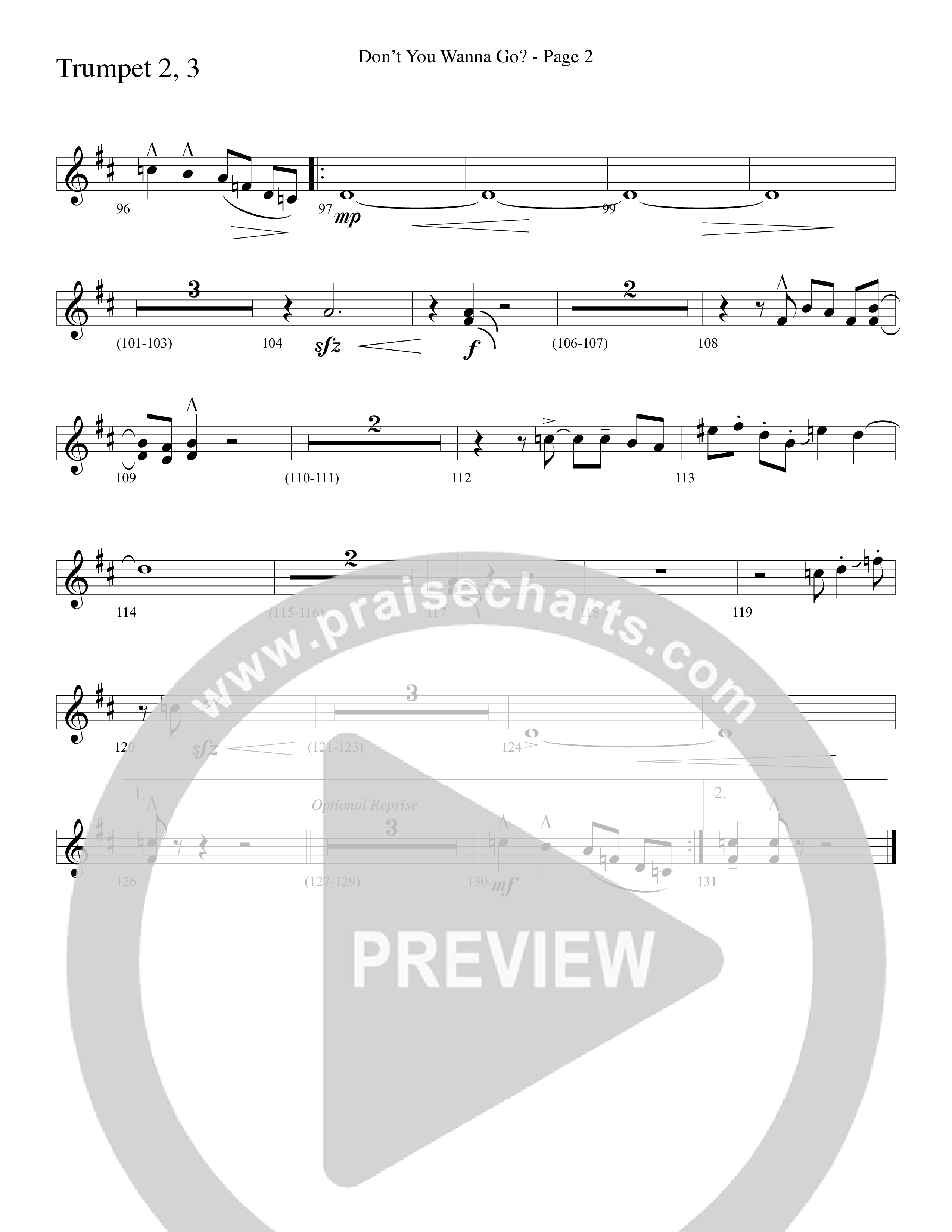 Don't You Wanna Go (Choral Anthem SATB) Trumpet 2/3 (Word Music Choral / Arr. Russell Mauldin)