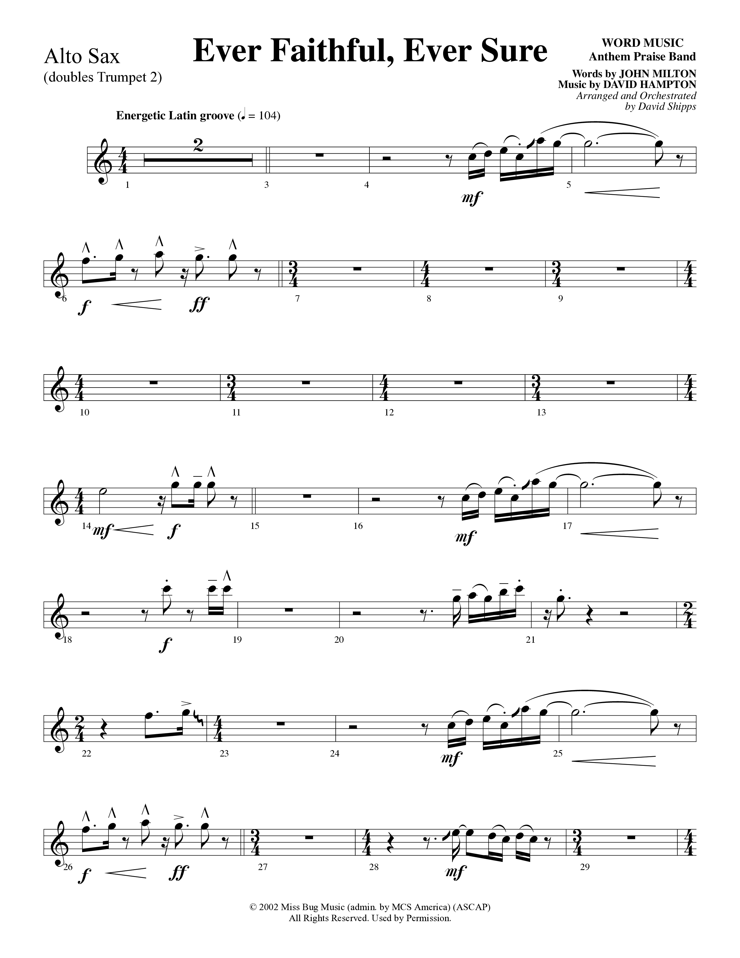 Ever Faithful Ever Sure (Choral Anthem SATB) Alto Sax (Word Music Choral / Arr. David Shipps)