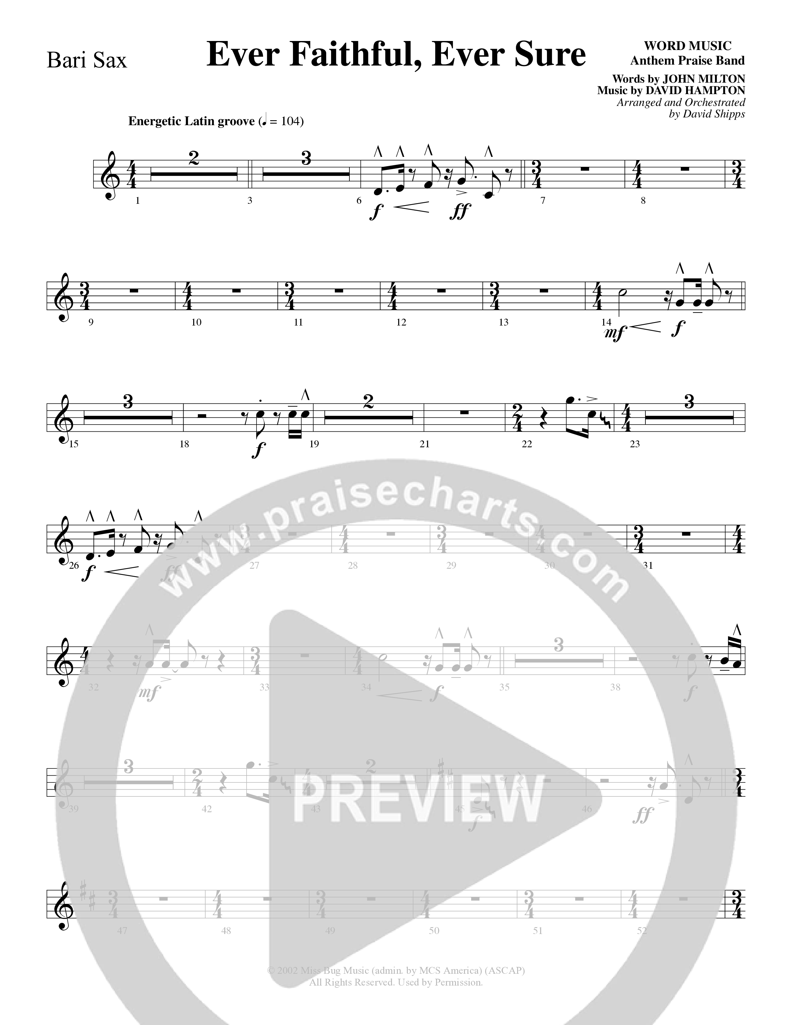 Ever Faithful Ever Sure (Choral Anthem SATB) Bari Sax (Word Music Choral / Arr. David Shipps)