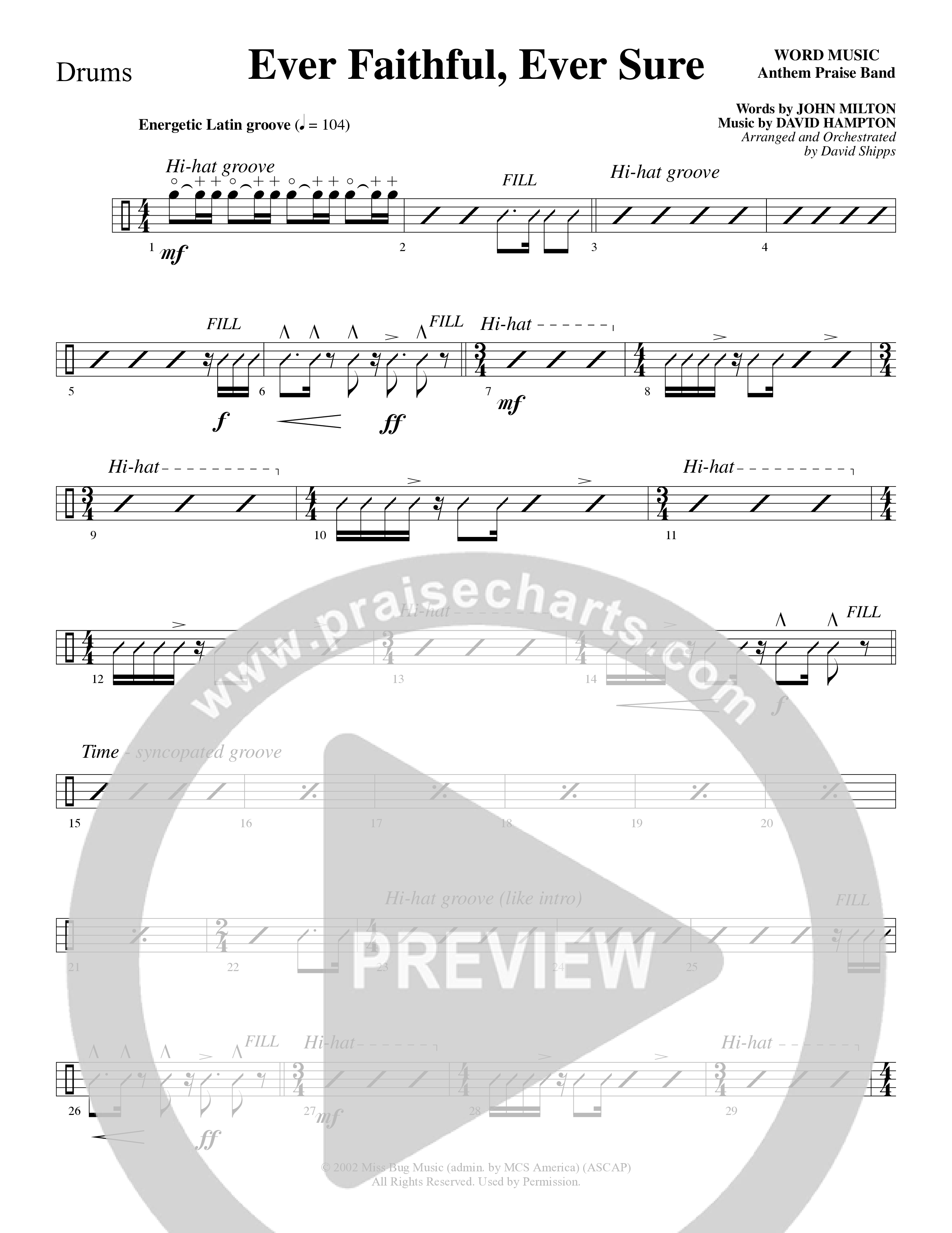 Ever Faithful Ever Sure (Choral Anthem SATB) Percussion (Word Music Choral / Arr. David Shipps)