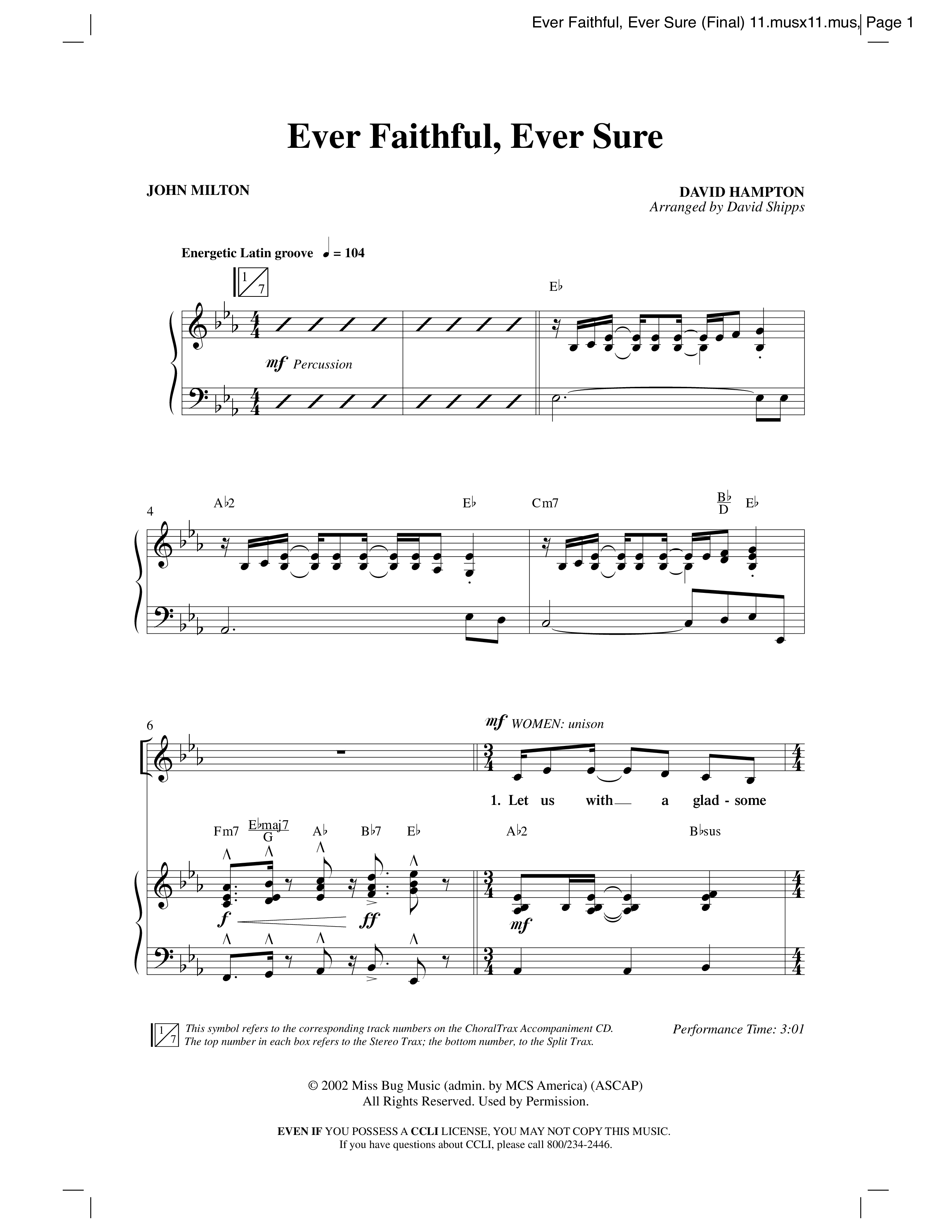 Ever Faithful Ever Sure (Choral Anthem SATB) Anthem (SATB/Piano) (Word Music Choral / Arr. David Shipps)