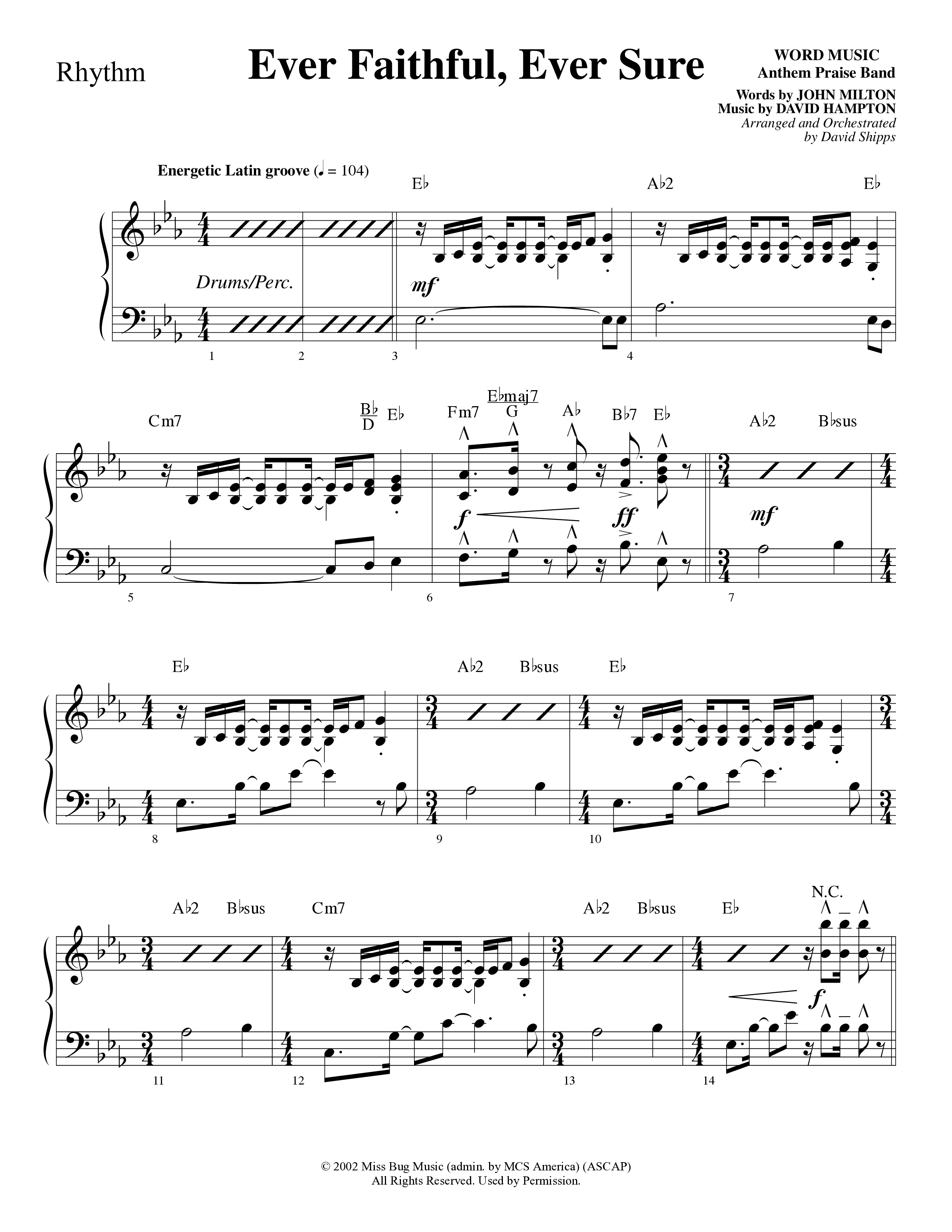 Ever Faithful Ever Sure (Choral Anthem SATB) Rhythm Chart (Word Music Choral / Arr. David Shipps)