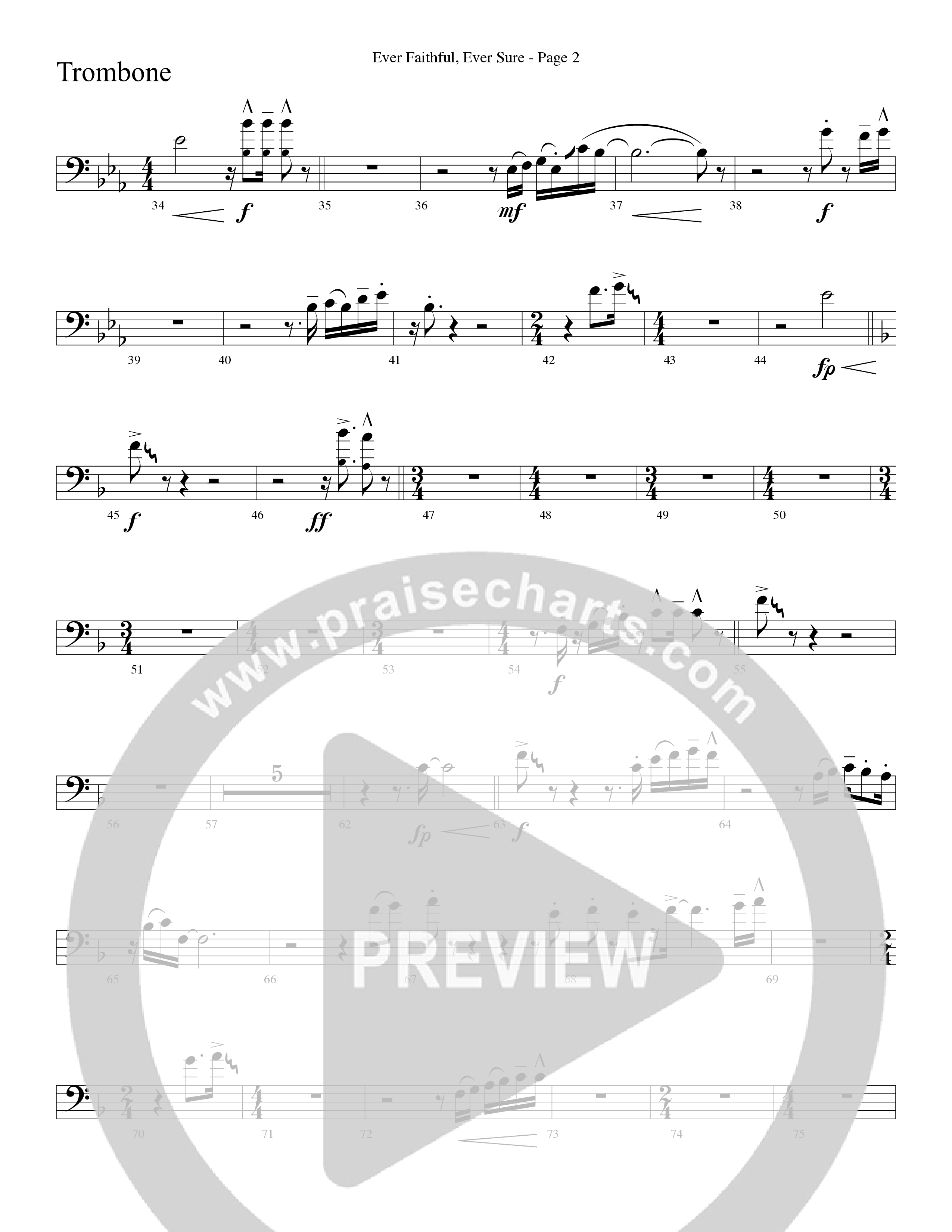 Ever Faithful Ever Sure (Choral Anthem SATB) Trombone (Word Music Choral / Arr. David Shipps)