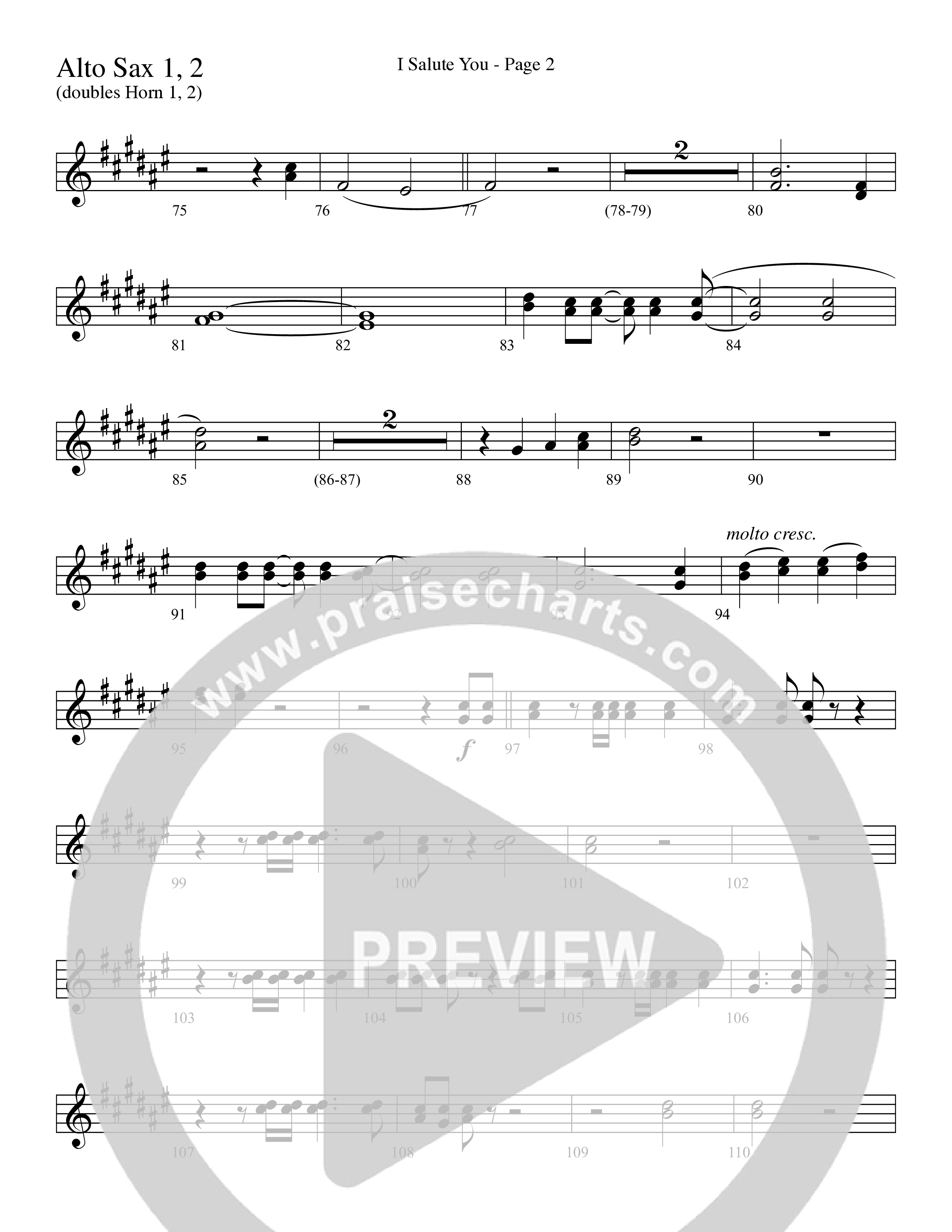 I Salute You with Battle Hymn of the Republic (Choral Anthem SATB) Alto Sax 1/2 (Word Music Choral / Arr. David T. Clydesdale)