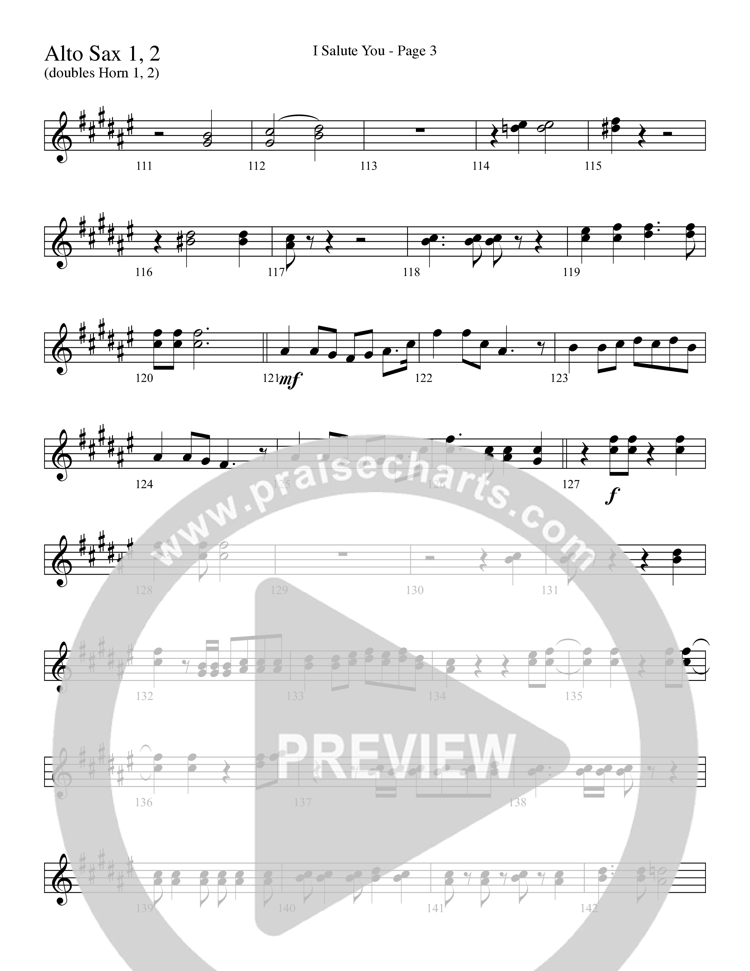 I Salute You with Battle Hymn of the Republic (Choral Anthem SATB) Alto Sax 1/2 (Word Music Choral / Arr. David T. Clydesdale)