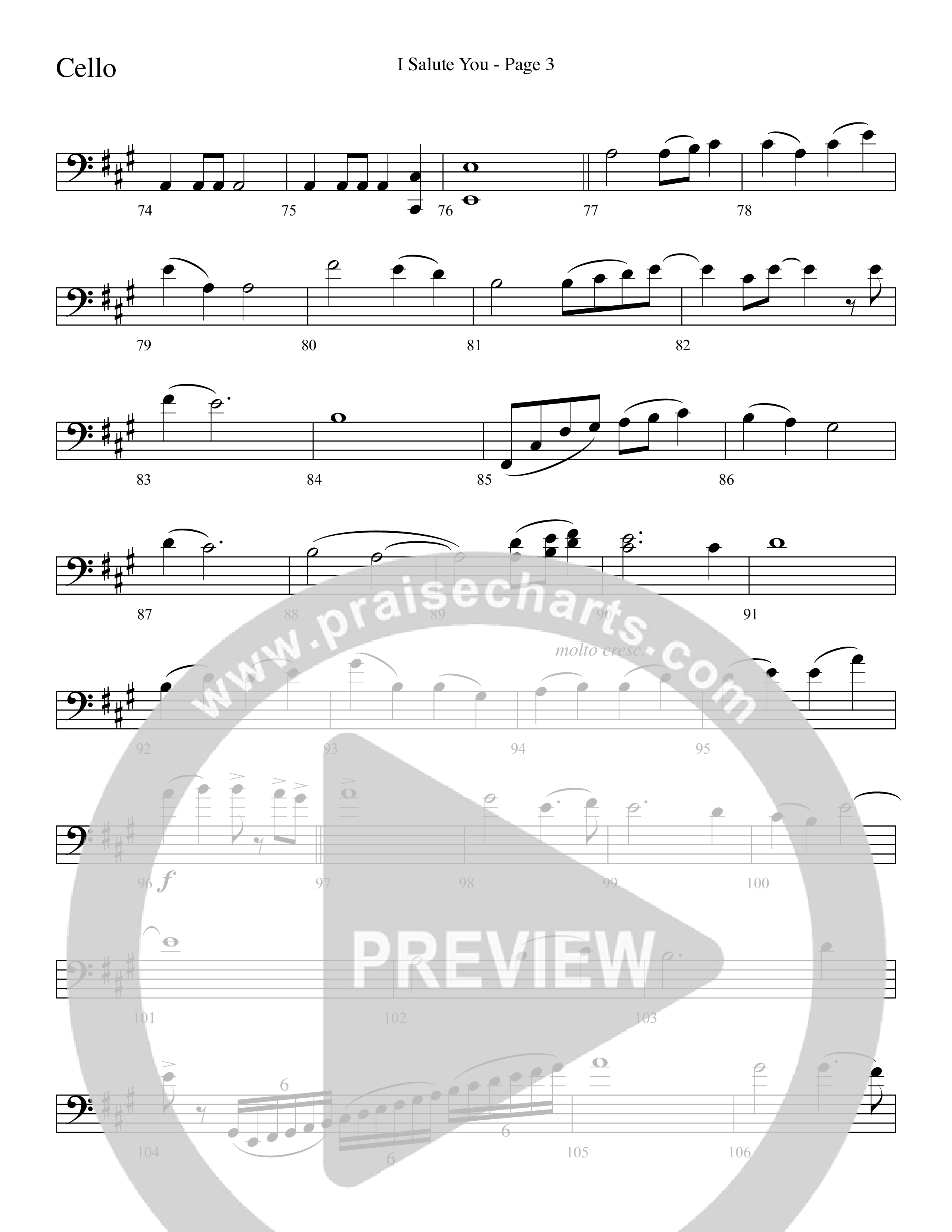 I Salute You with Battle Hymn of the Republic (Choral Anthem SATB) Cello (Word Music Choral / Arr. David T. Clydesdale)