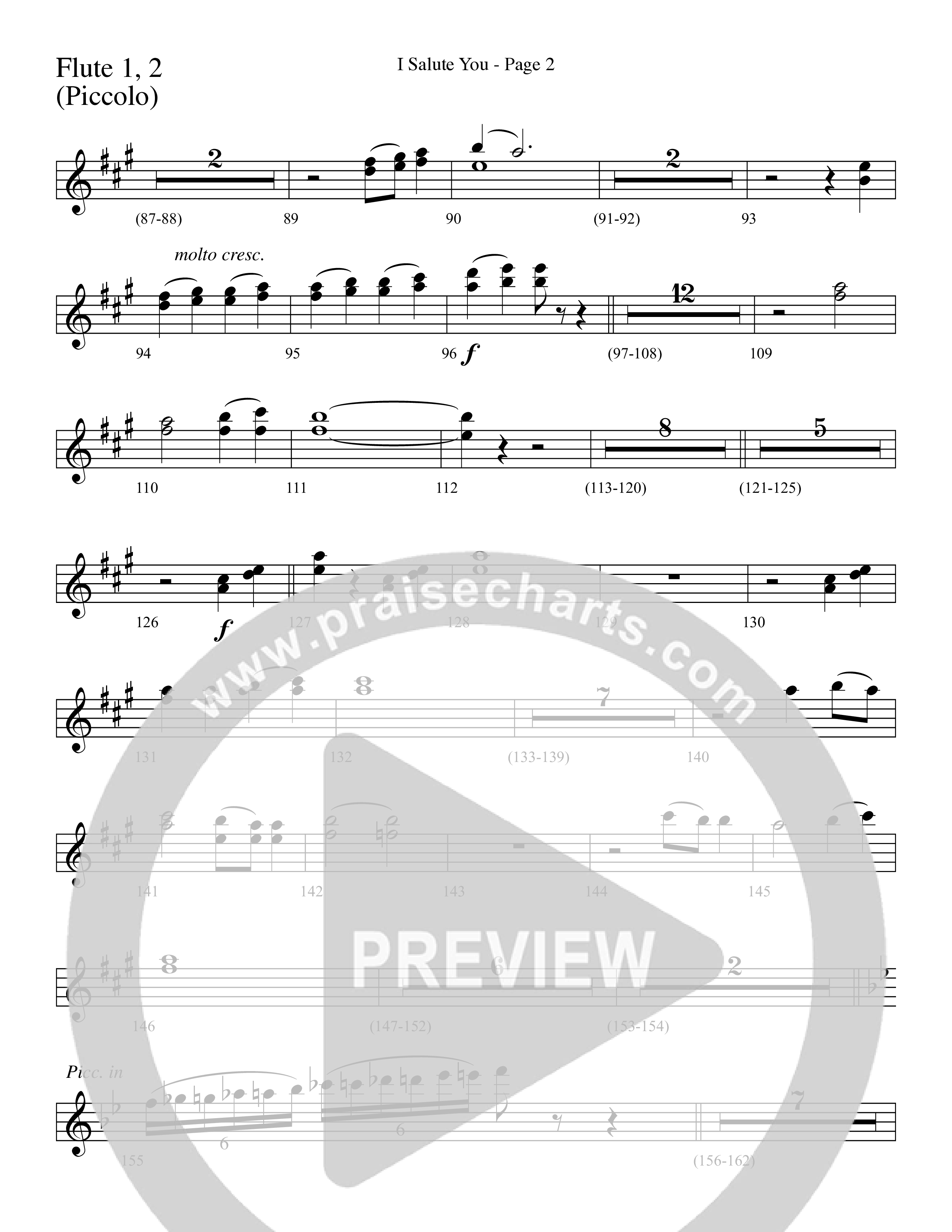 I Salute You with Battle Hymn of the Republic (Choral Anthem SATB) Flute 1/2 (Word Music Choral / Arr. David T. Clydesdale)