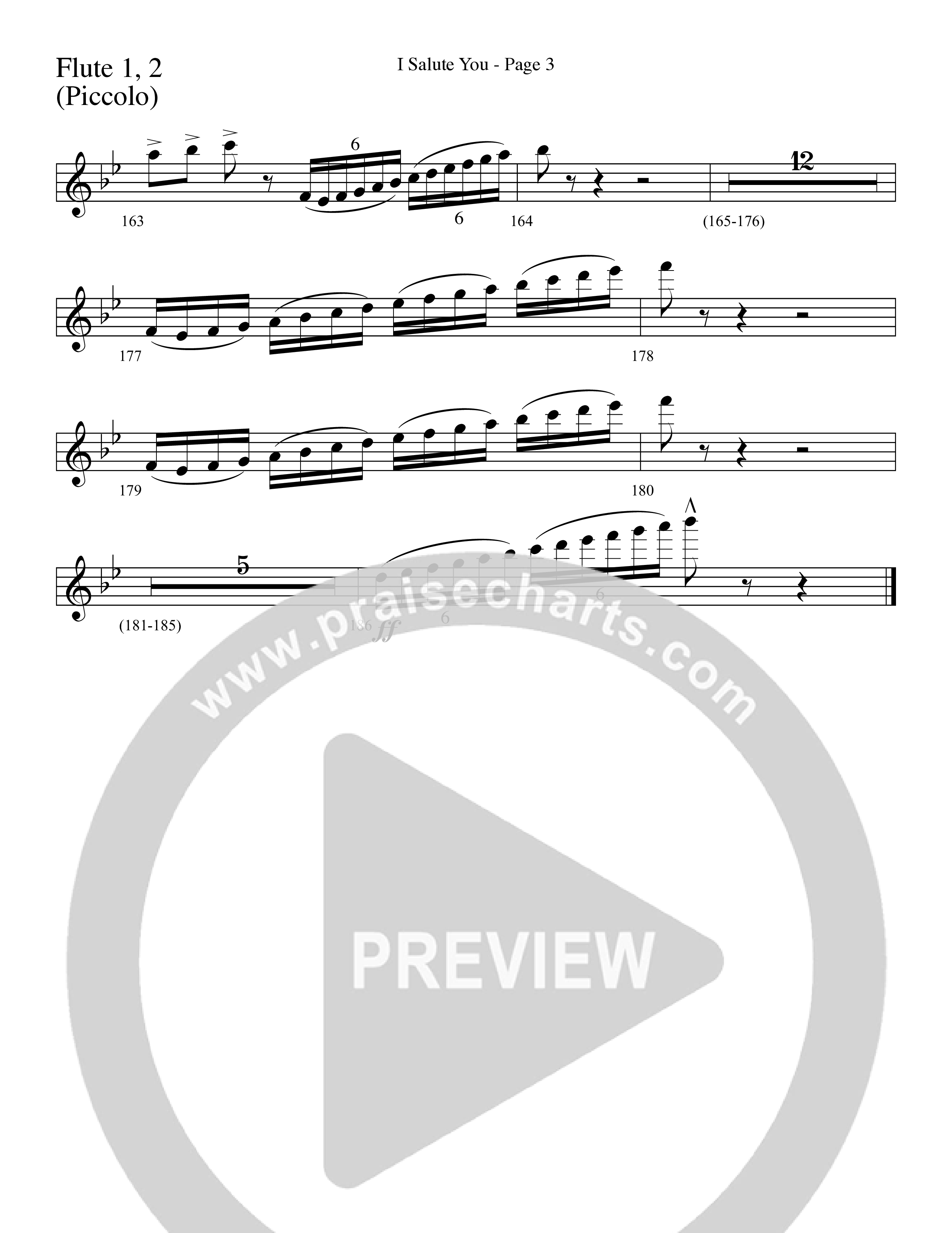 I Salute You with Battle Hymn of the Republic (Choral Anthem SATB) Flute 1/2 (Word Music Choral / Arr. David T. Clydesdale)