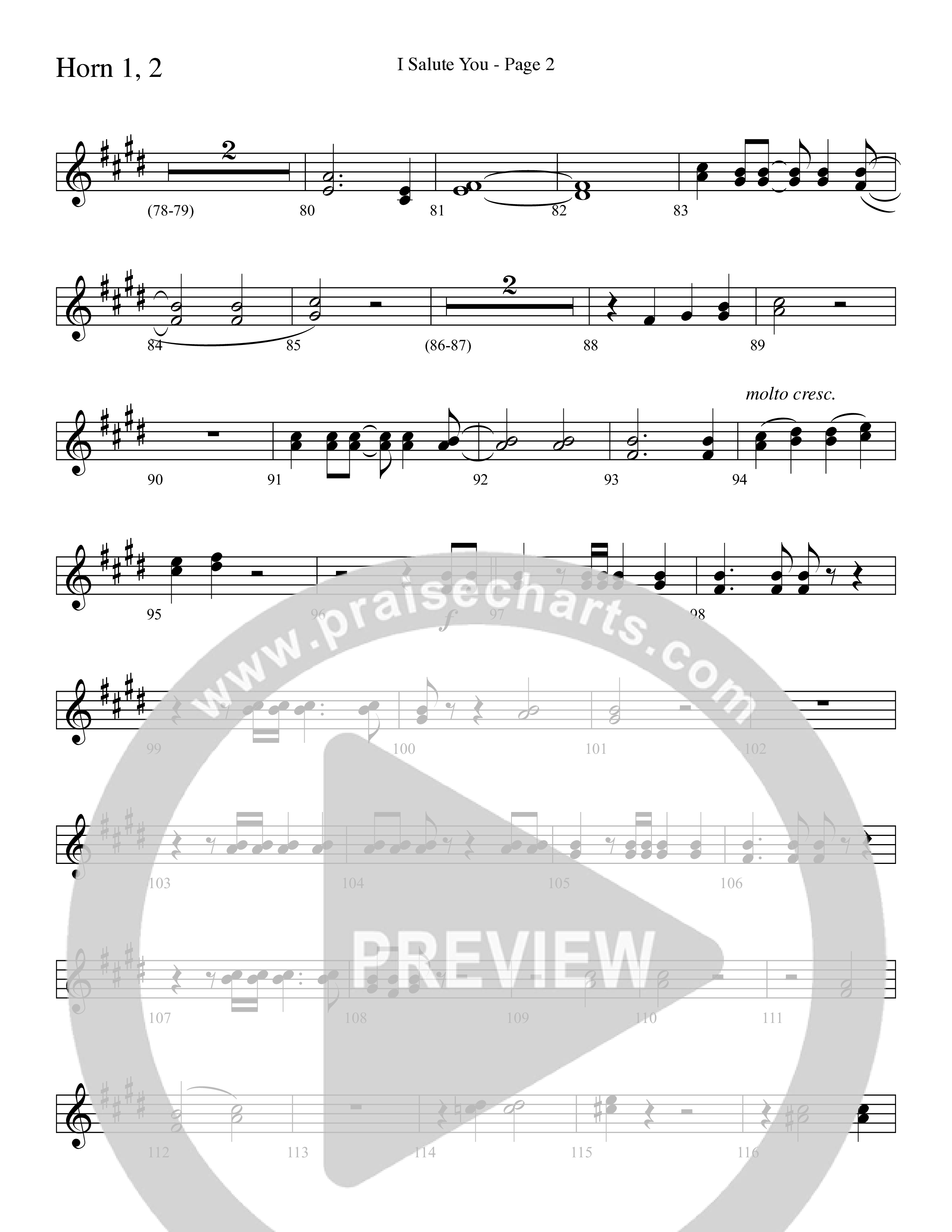 I Salute You with Battle Hymn of the Republic (Choral Anthem SATB) French Horn 1/2 (Word Music Choral / Arr. David T. Clydesdale)