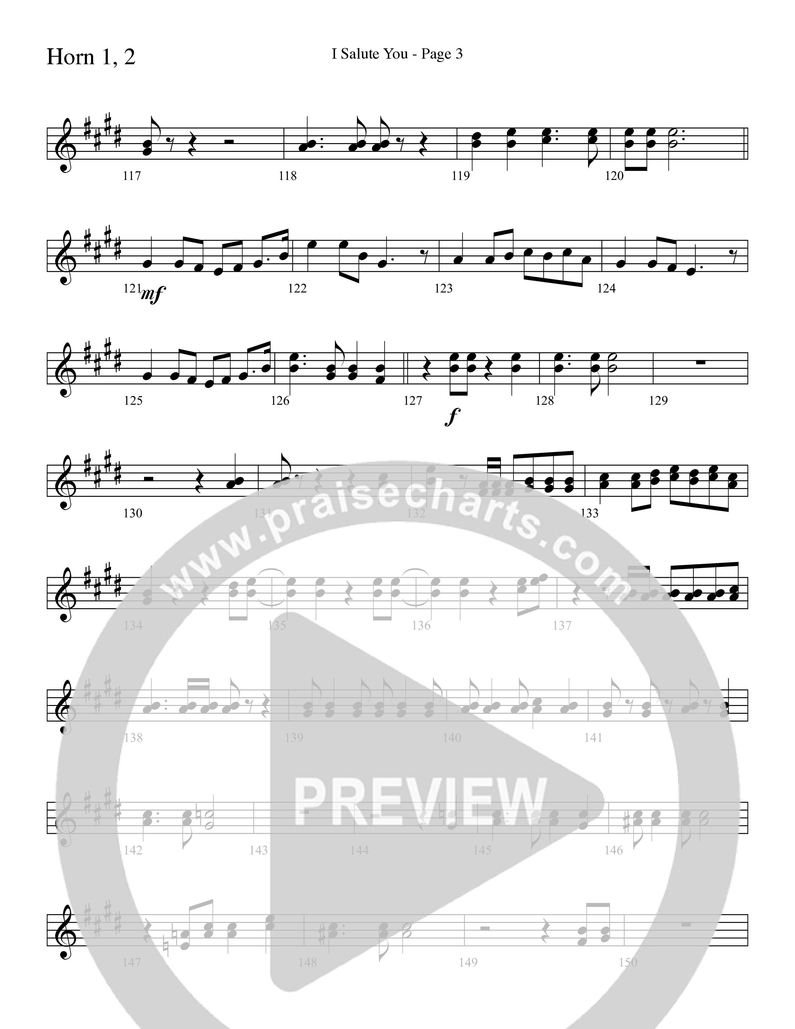 I Salute You with Battle Hymn of the Republic (Choral Anthem SATB) French Horn 1/2 (Word Music Choral / Arr. David T. Clydesdale)