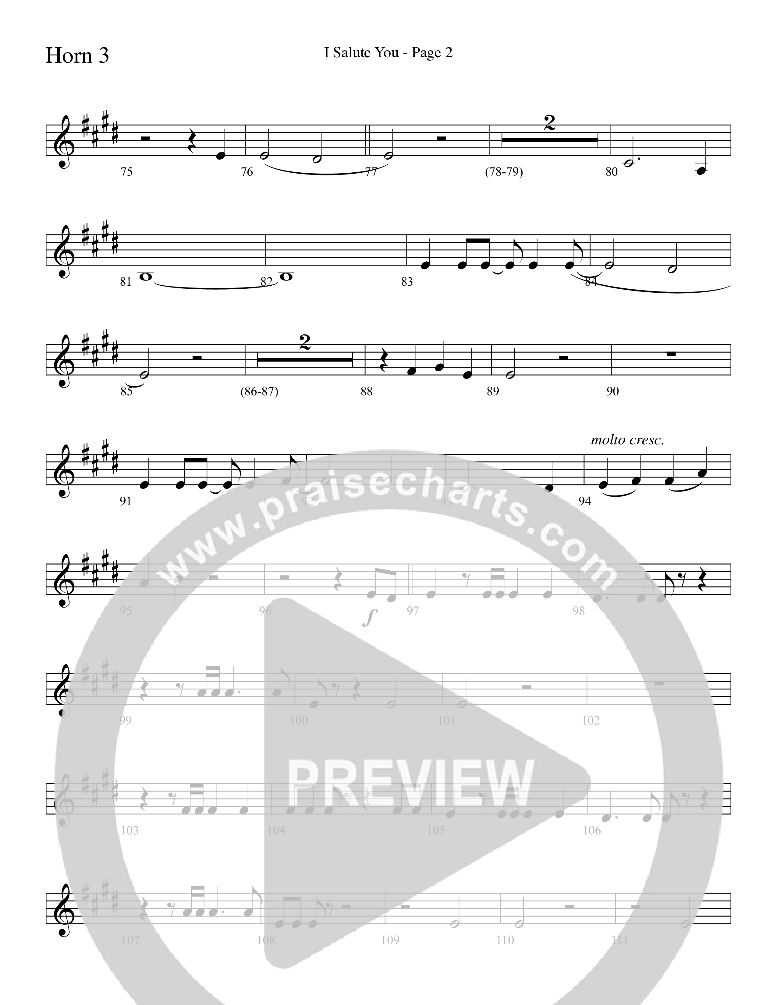 I Salute You with Battle Hymn of the Republic (Choral Anthem SATB) French Horn 3 (Word Music Choral / Arr. David T. Clydesdale)