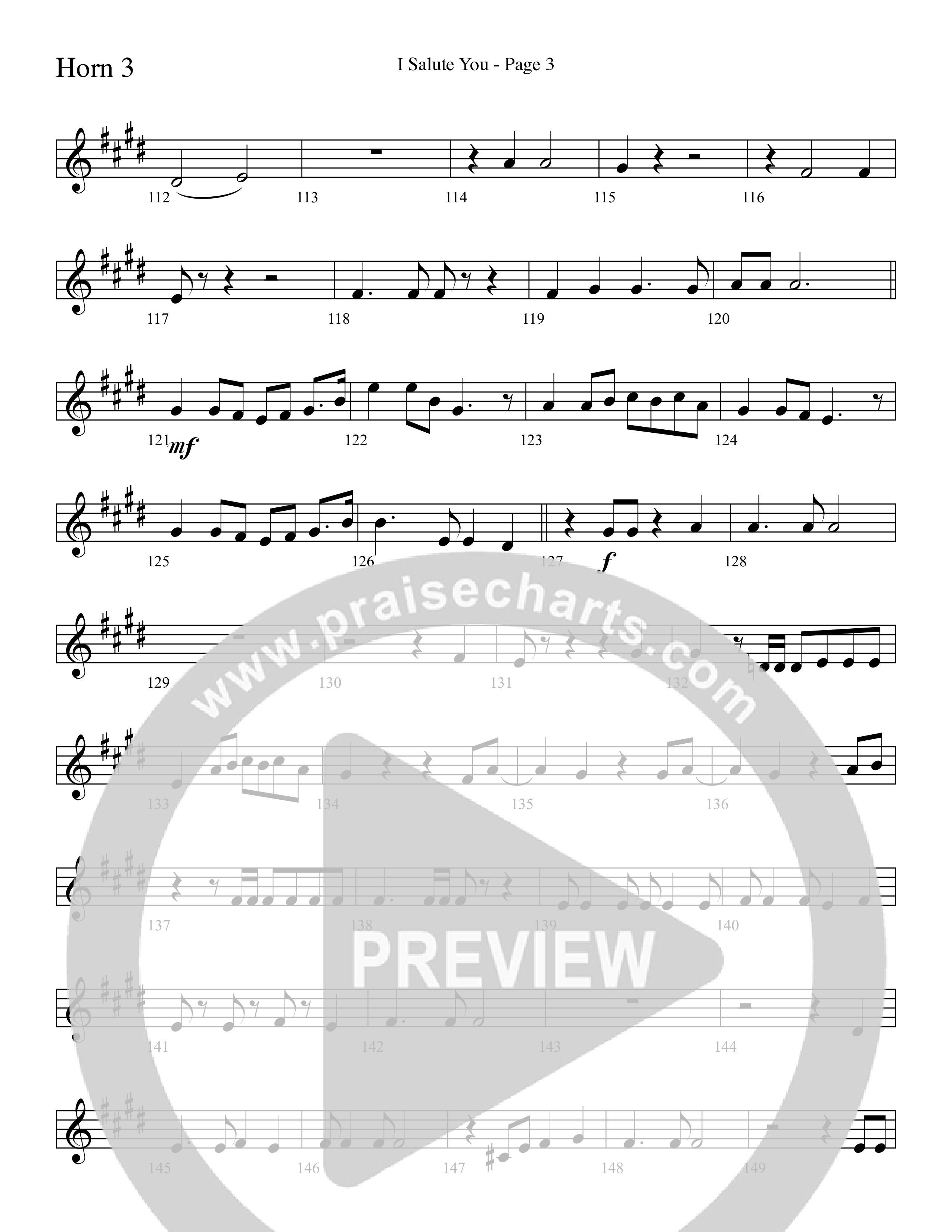 I Salute You with Battle Hymn of the Republic (Choral Anthem SATB) French Horn 3 (Word Music Choral / Arr. David T. Clydesdale)