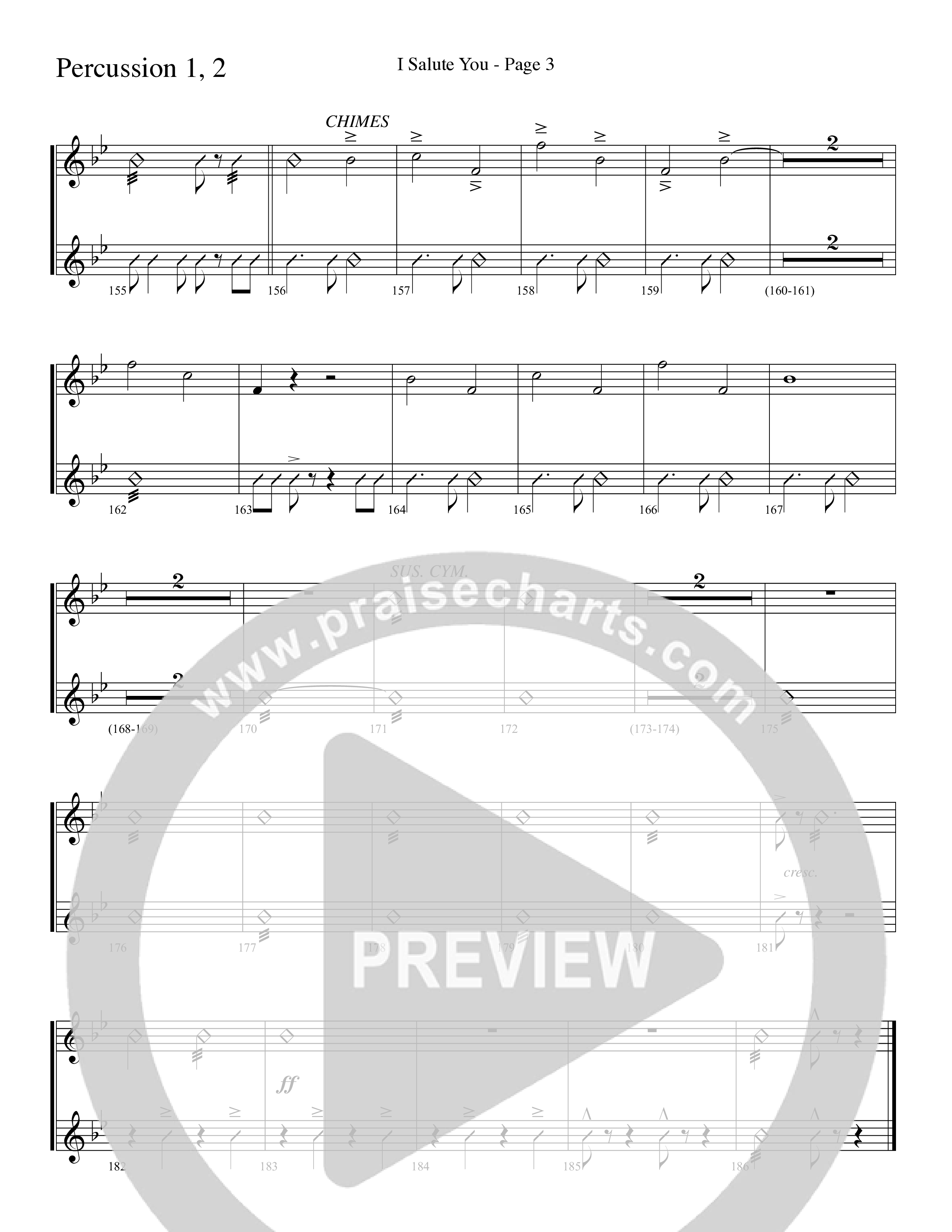 I Salute You with Battle Hymn of the Republic (Choral Anthem SATB) Percussion (Word Music Choral / Arr. David T. Clydesdale)