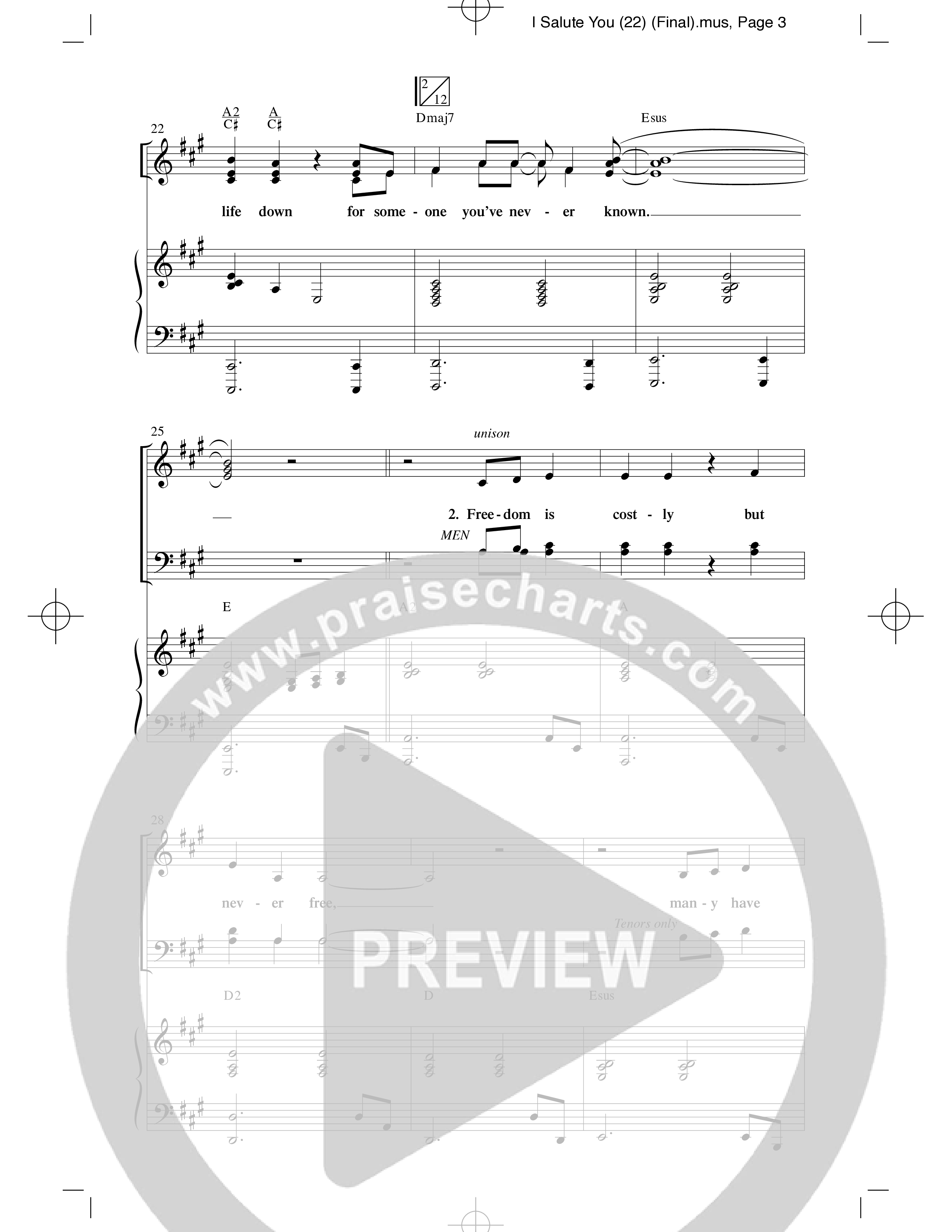 I Salute You with Battle Hymn of the Republic (Choral Anthem SATB) Anthem (SATB/Piano) (Word Music Choral / Arr. David T. Clydesdale)