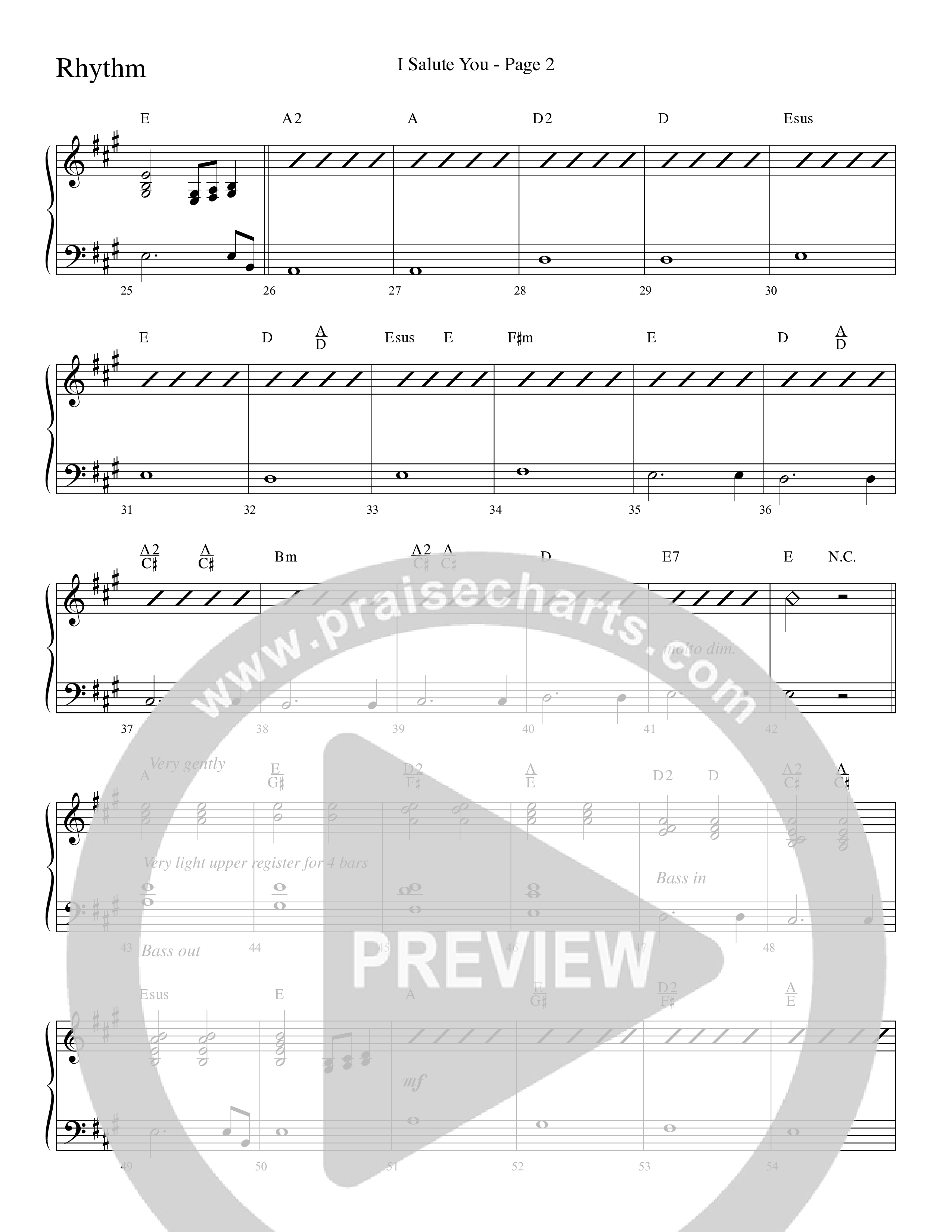 I Salute You with Battle Hymn of the Republic (Choral Anthem SATB) Rhythm Chart (Word Music Choral / Arr. David T. Clydesdale)