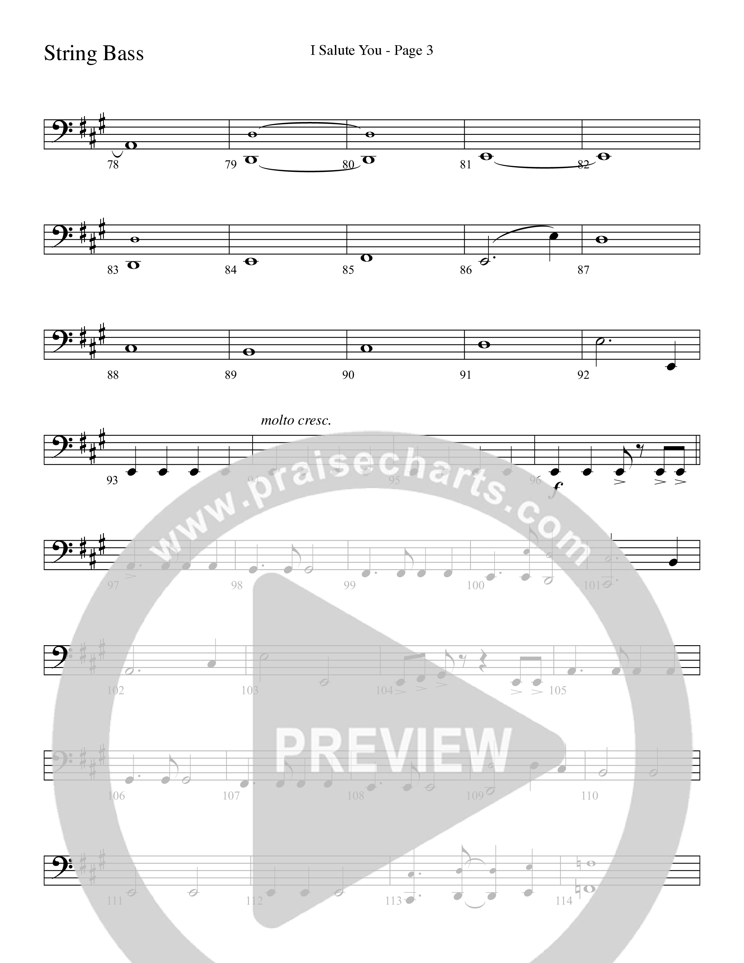 I Salute You with Battle Hymn of the Republic (Choral Anthem SATB) String Bass (Word Music Choral / Arr. David T. Clydesdale)