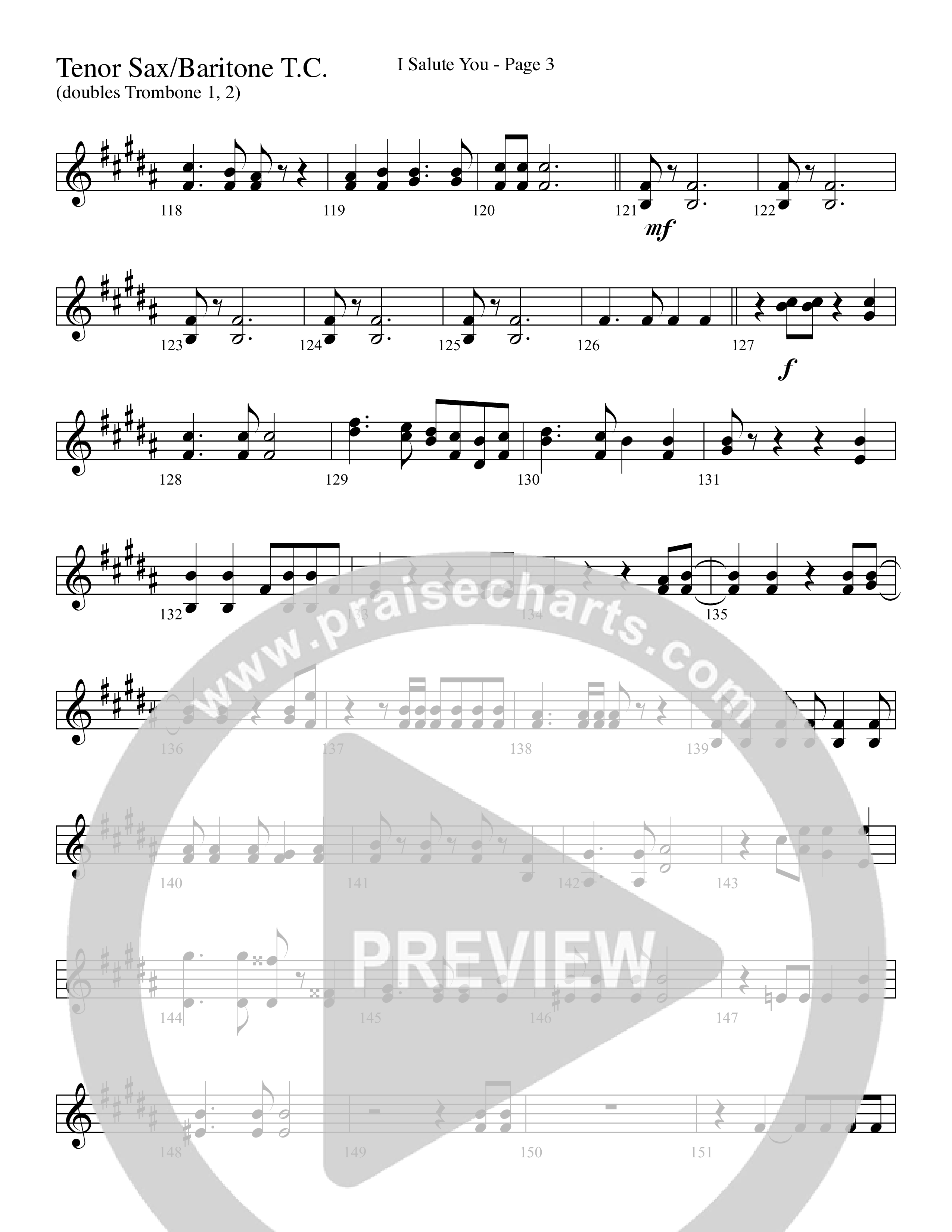 I Salute You with Battle Hymn of the Republic (Choral Anthem SATB) Tenor Sax/Baritone T.C. (Word Music Choral / Arr. David T. Clydesdale)