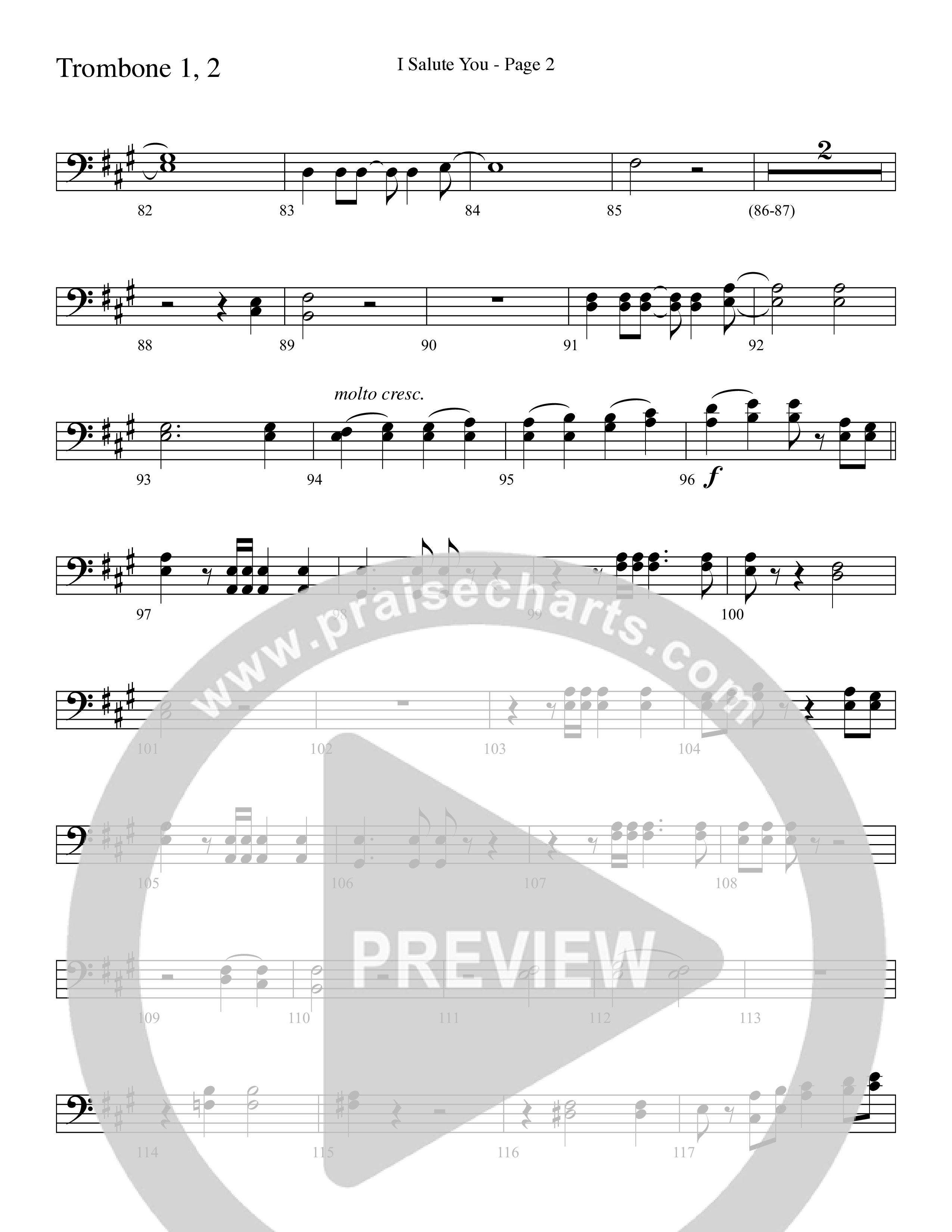 I Salute You with Battle Hymn of the Republic (Choral Anthem SATB) Trombone 1/2 (Word Music Choral / Arr. David T. Clydesdale)