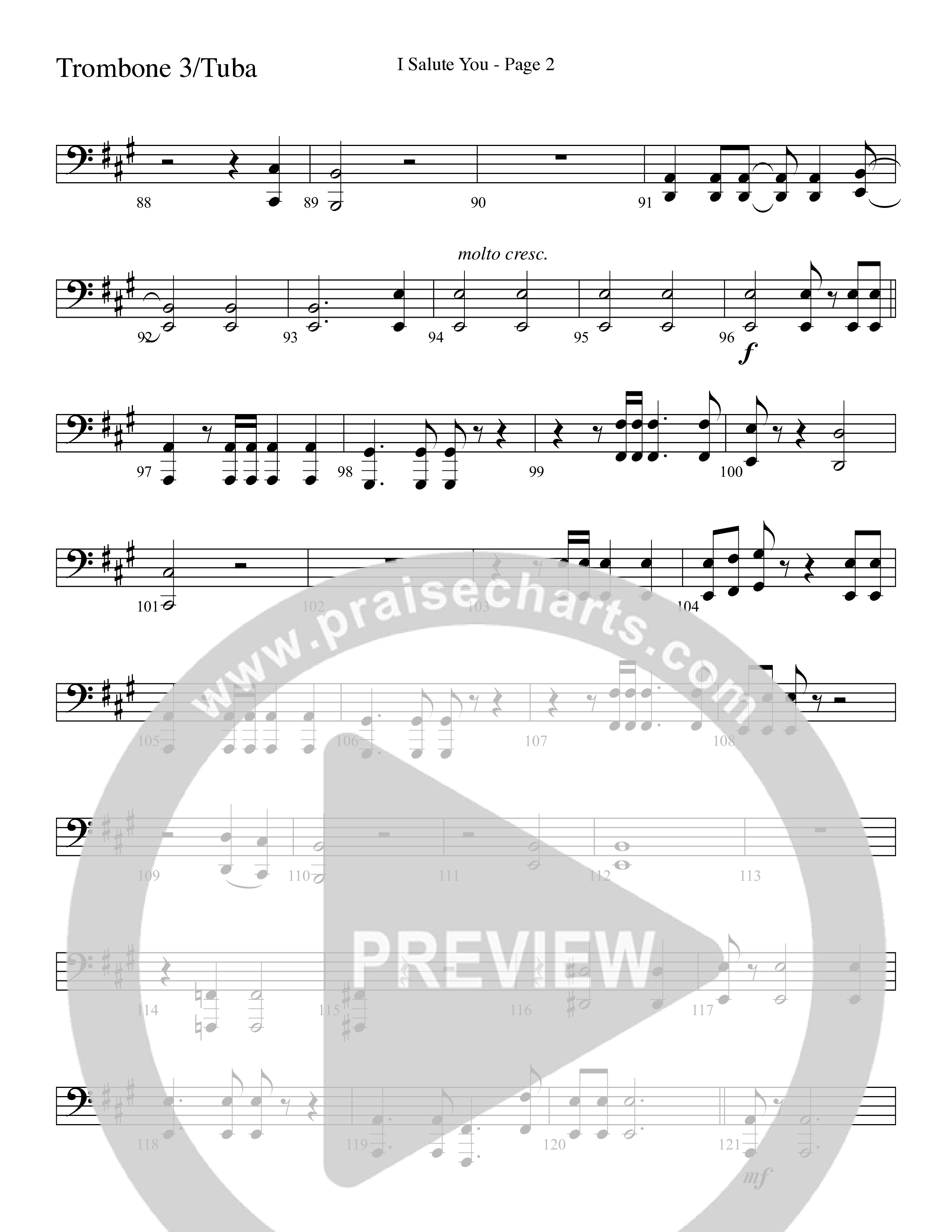 I Salute You with Battle Hymn of the Republic (Choral Anthem SATB) Trombone 3/Tuba (Word Music Choral / Arr. David T. Clydesdale)
