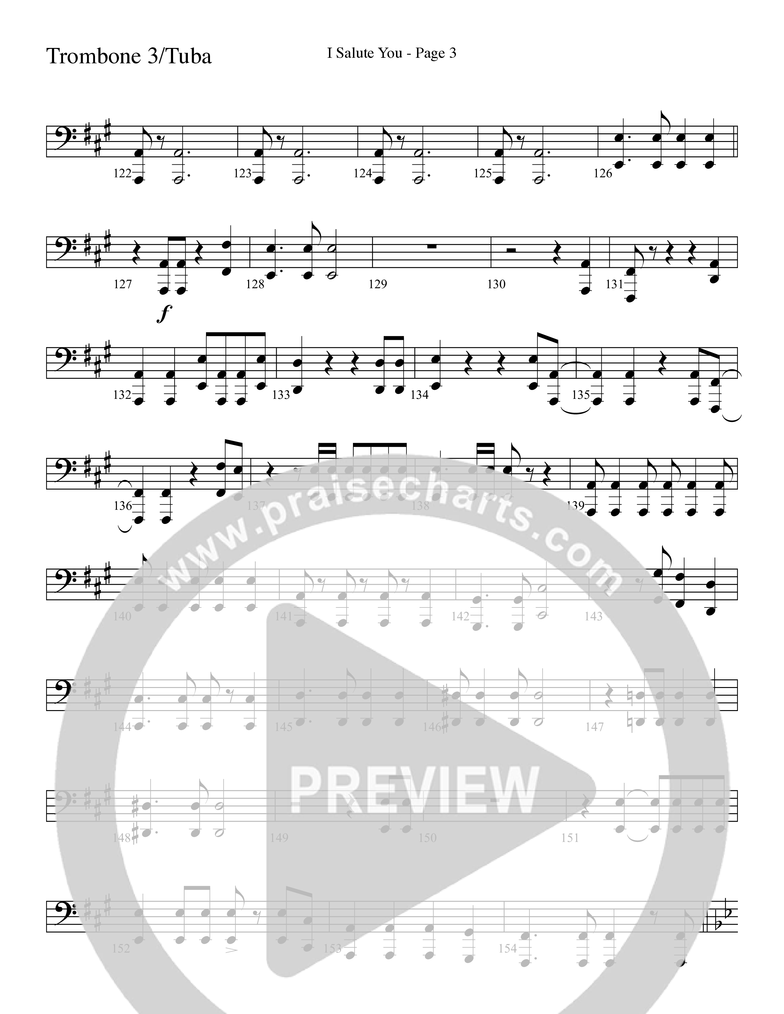 I Salute You with Battle Hymn of the Republic (Choral Anthem SATB) Trombone 3/Tuba (Word Music Choral / Arr. David T. Clydesdale)