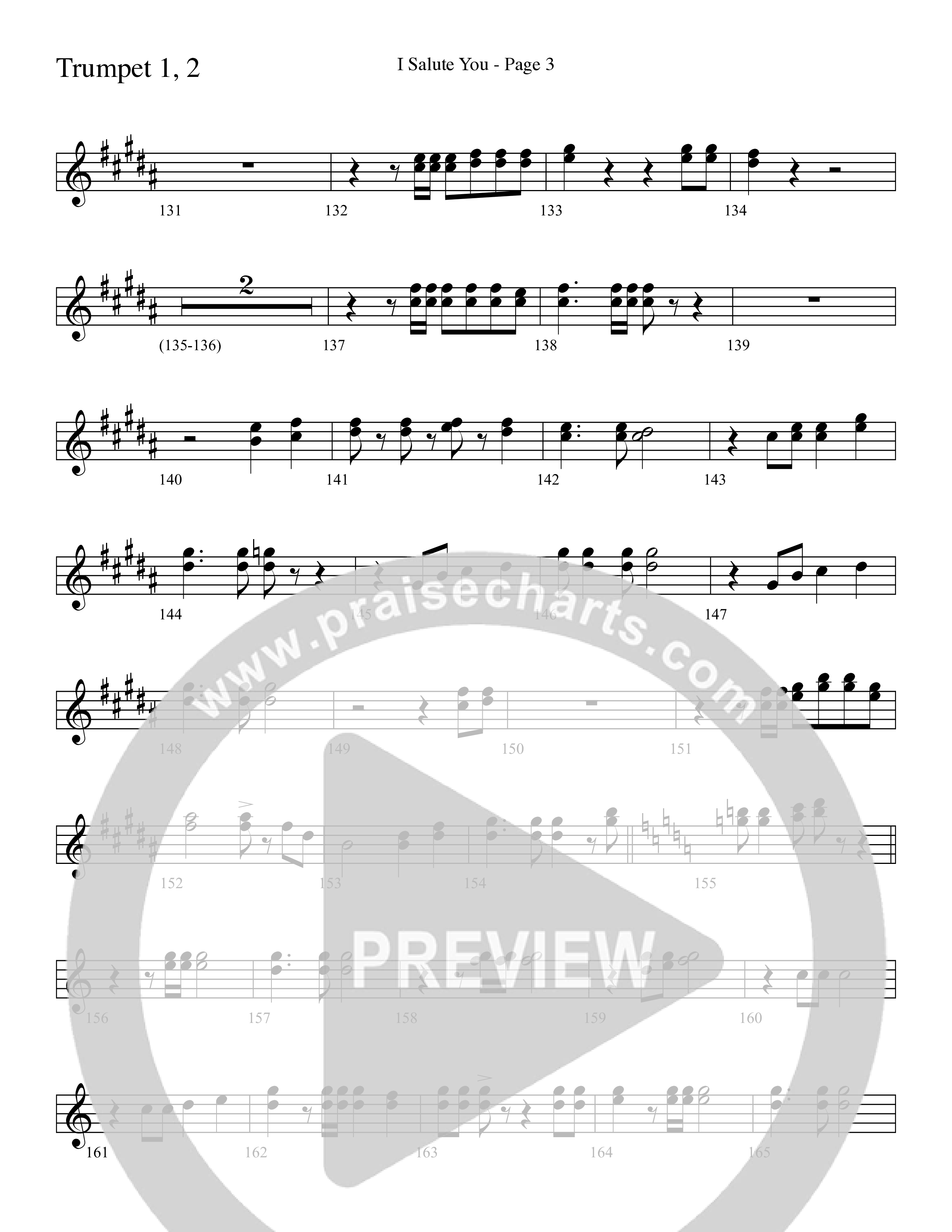 I Salute You with Battle Hymn of the Republic (Choral Anthem SATB) Trumpet 1,2 (Word Music Choral / Arr. David T. Clydesdale)
