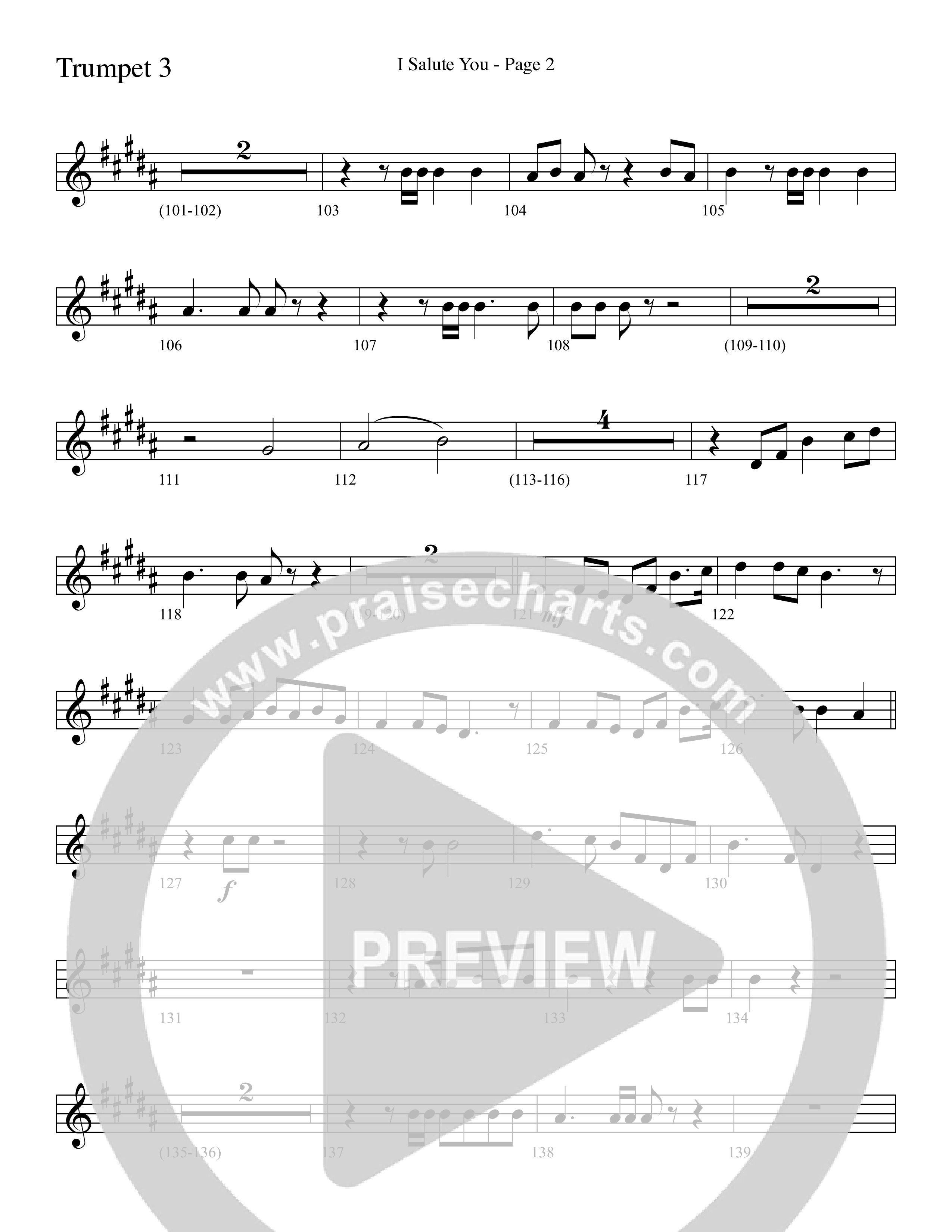 I Salute You with Battle Hymn of the Republic (Choral Anthem SATB) Trumpet 3 (Word Music Choral / Arr. David T. Clydesdale)