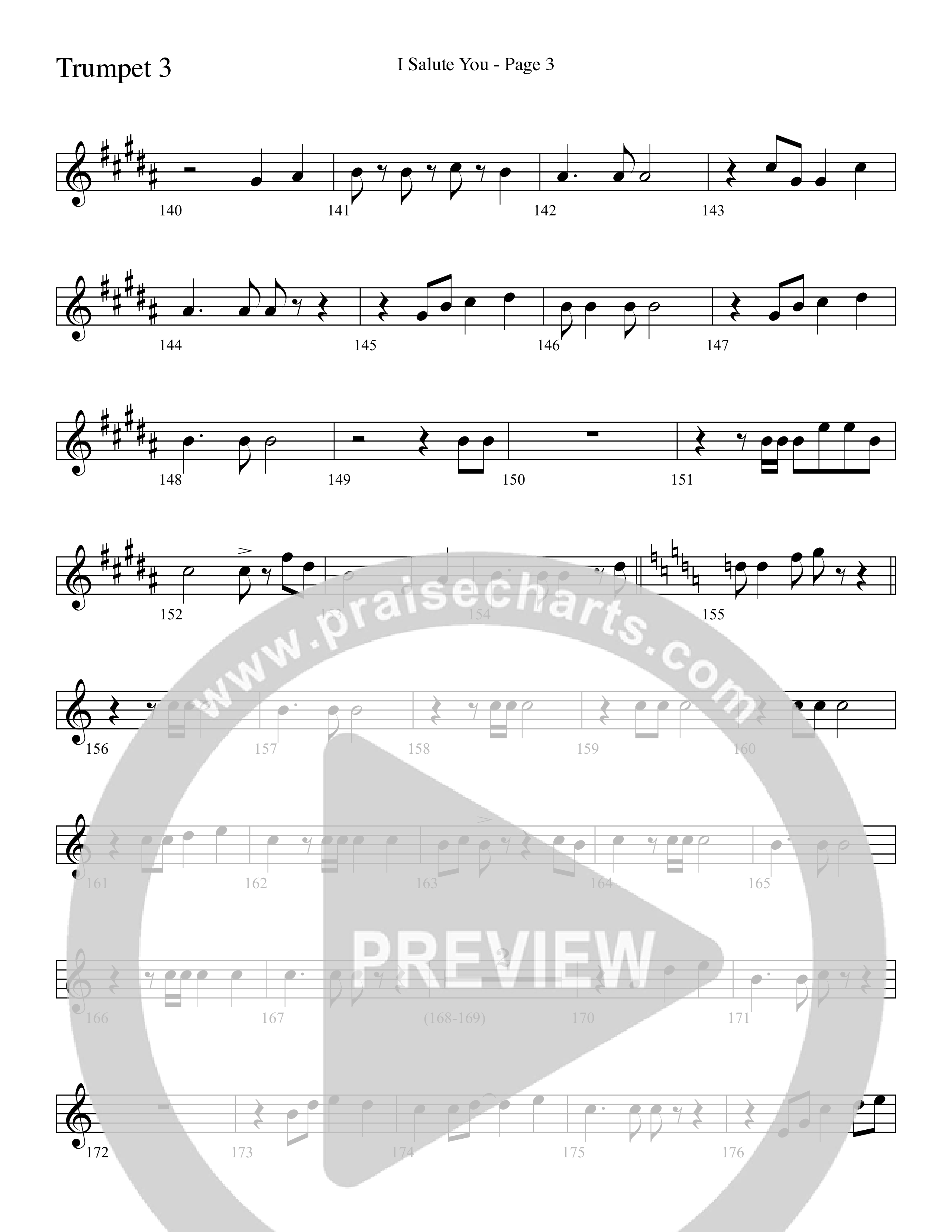 I Salute You with Battle Hymn of the Republic (Choral Anthem SATB) Trumpet 3 (Word Music Choral / Arr. David T. Clydesdale)
