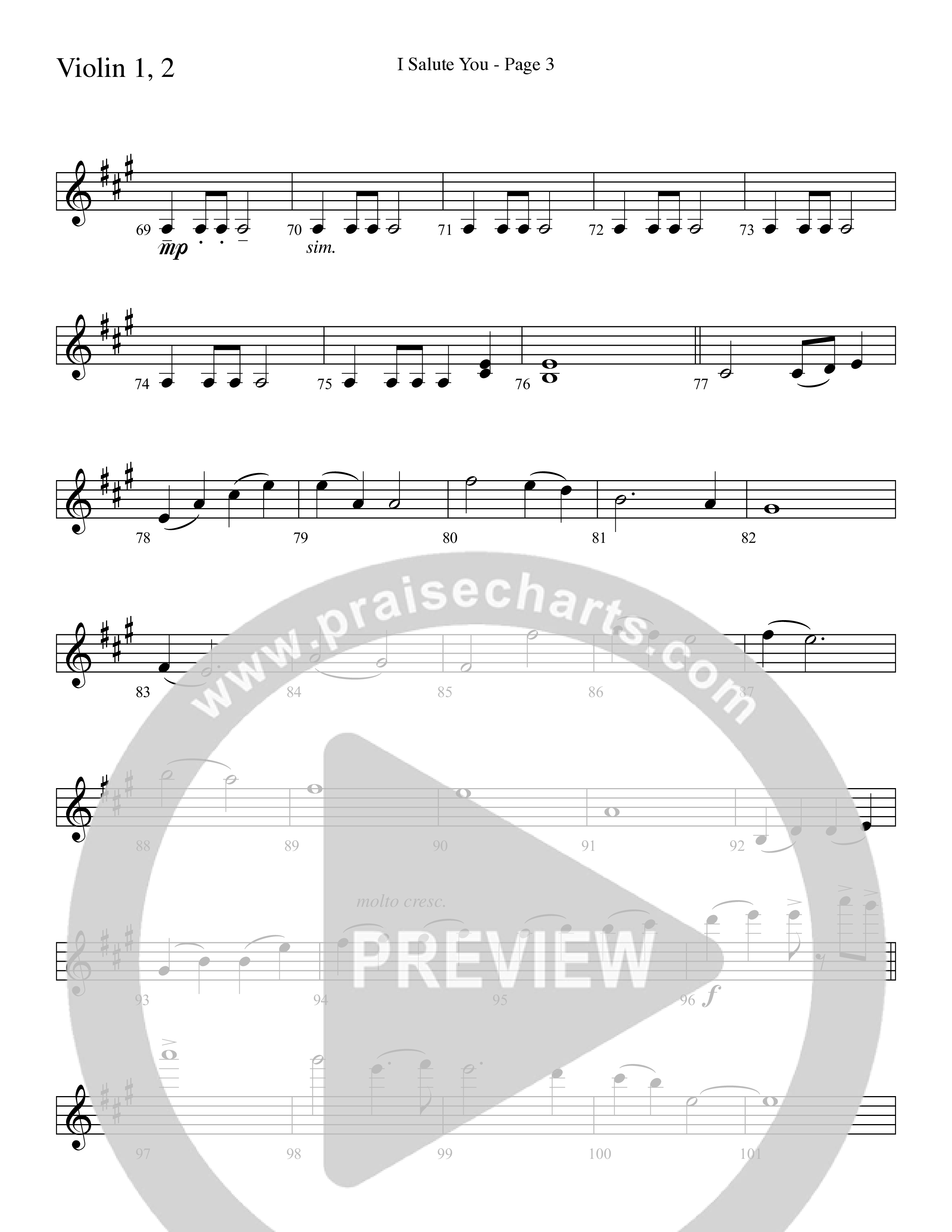 I Salute You with Battle Hymn of the Republic (Choral Anthem SATB) Violin 1/2 (Word Music Choral / Arr. David T. Clydesdale)