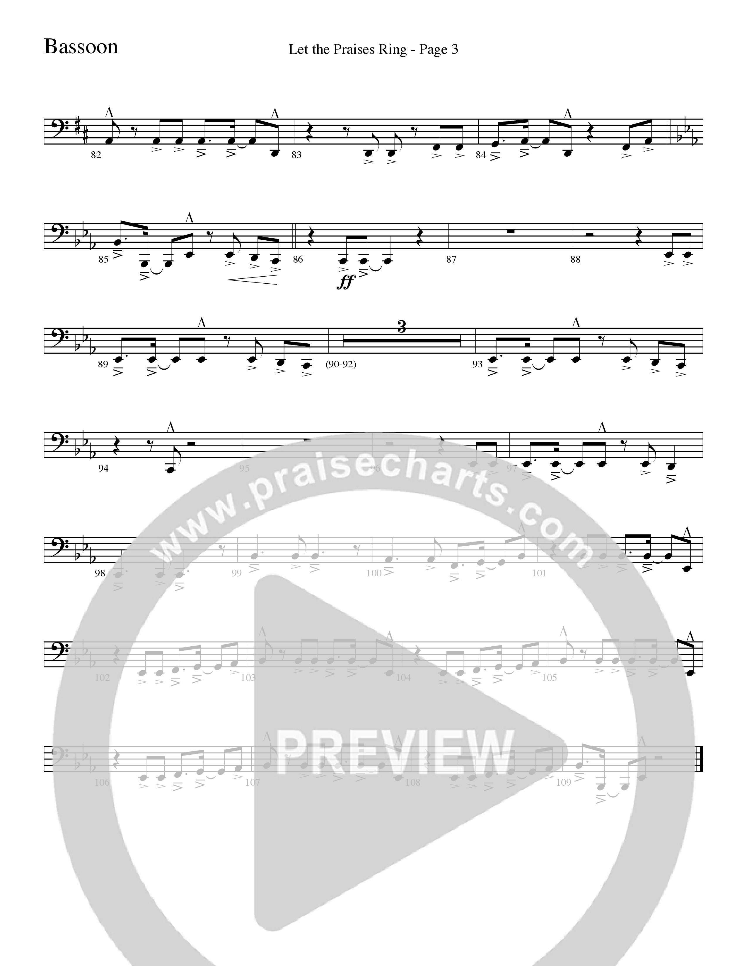 Let The Praises Ring (Choral Anthem SATB) Bassoon (Word Music Choral / Arr. David T. Clydesdale)
