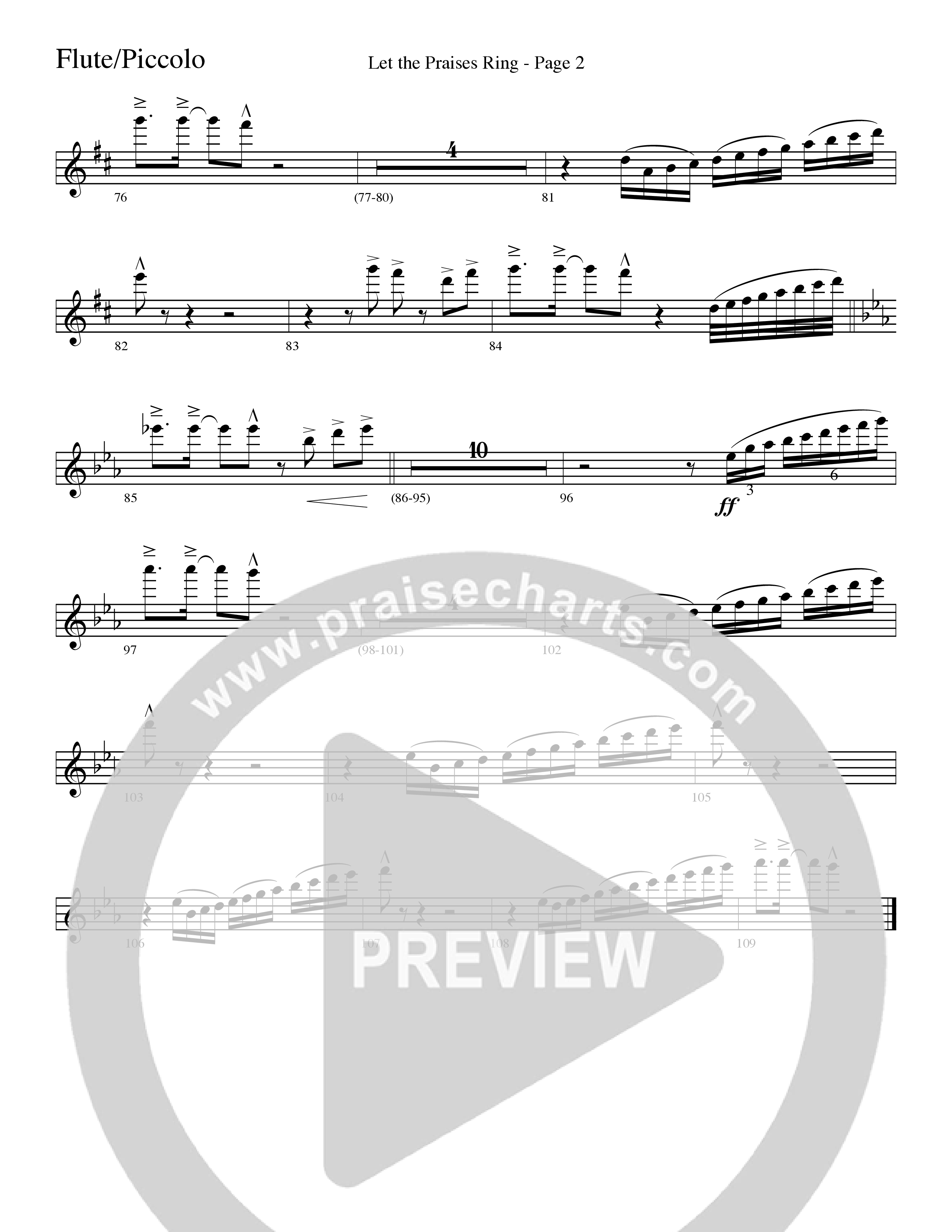 Let The Praises Ring (Choral Anthem SATB) Flute (Word Music Choral / Arr. David T. Clydesdale)