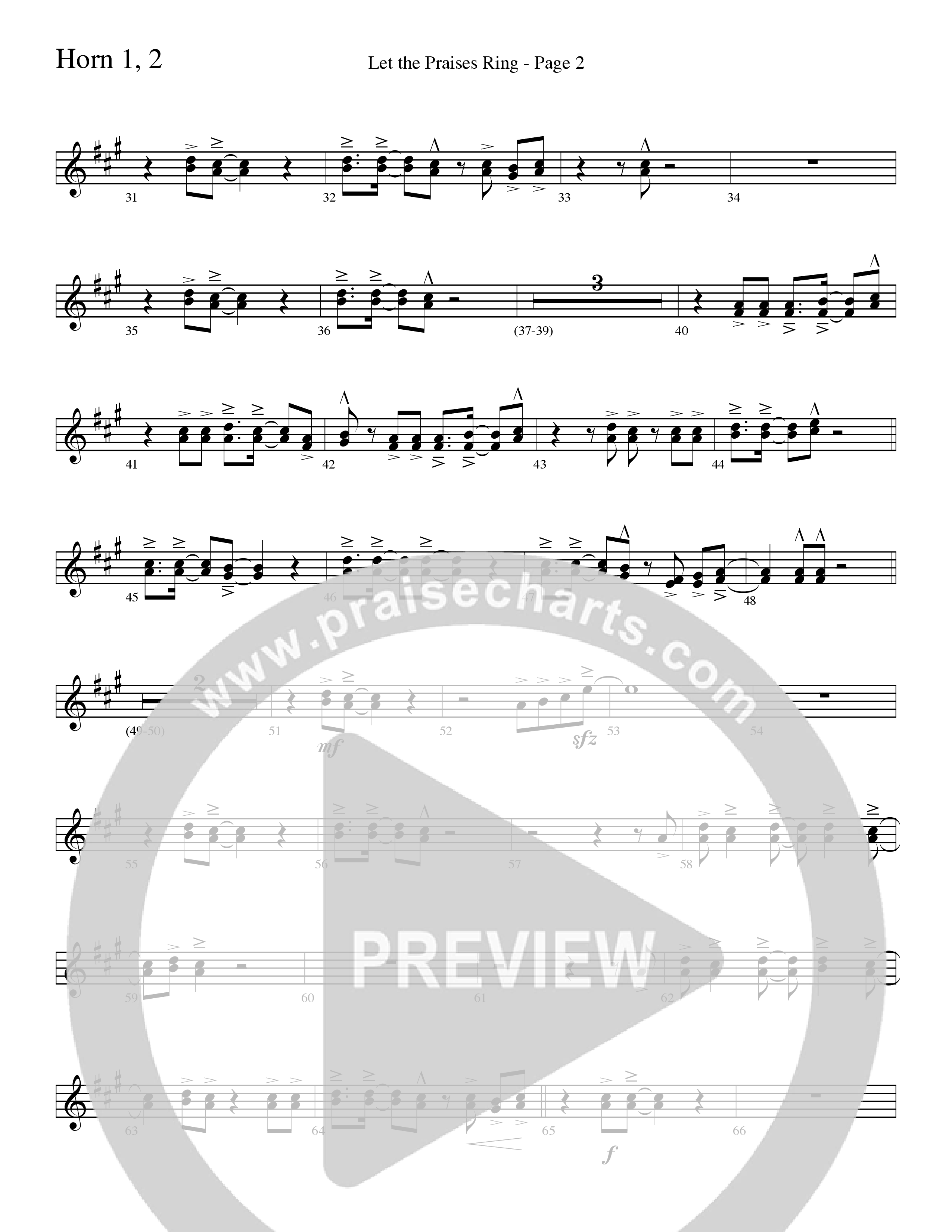 Let The Praises Ring (Choral Anthem SATB) French Horn 1/2 (Word Music Choral / Arr. David T. Clydesdale)