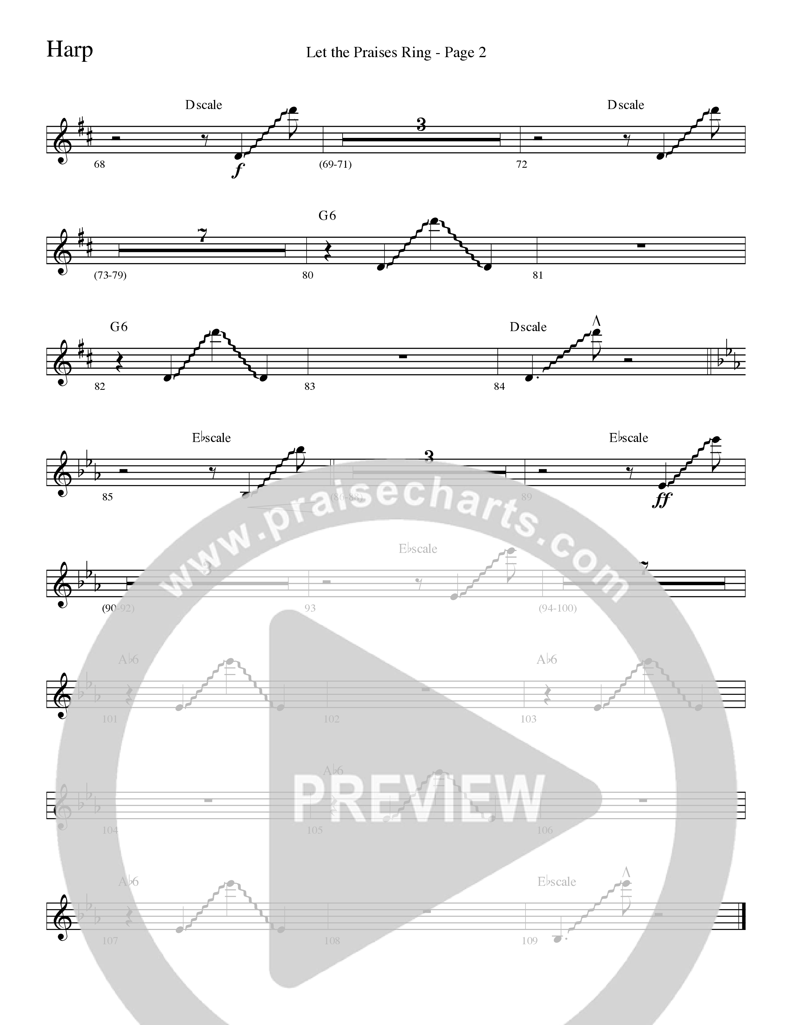 Let The Praises Ring (Choral Anthem SATB) Harp (Word Music Choral / Arr. David T. Clydesdale)