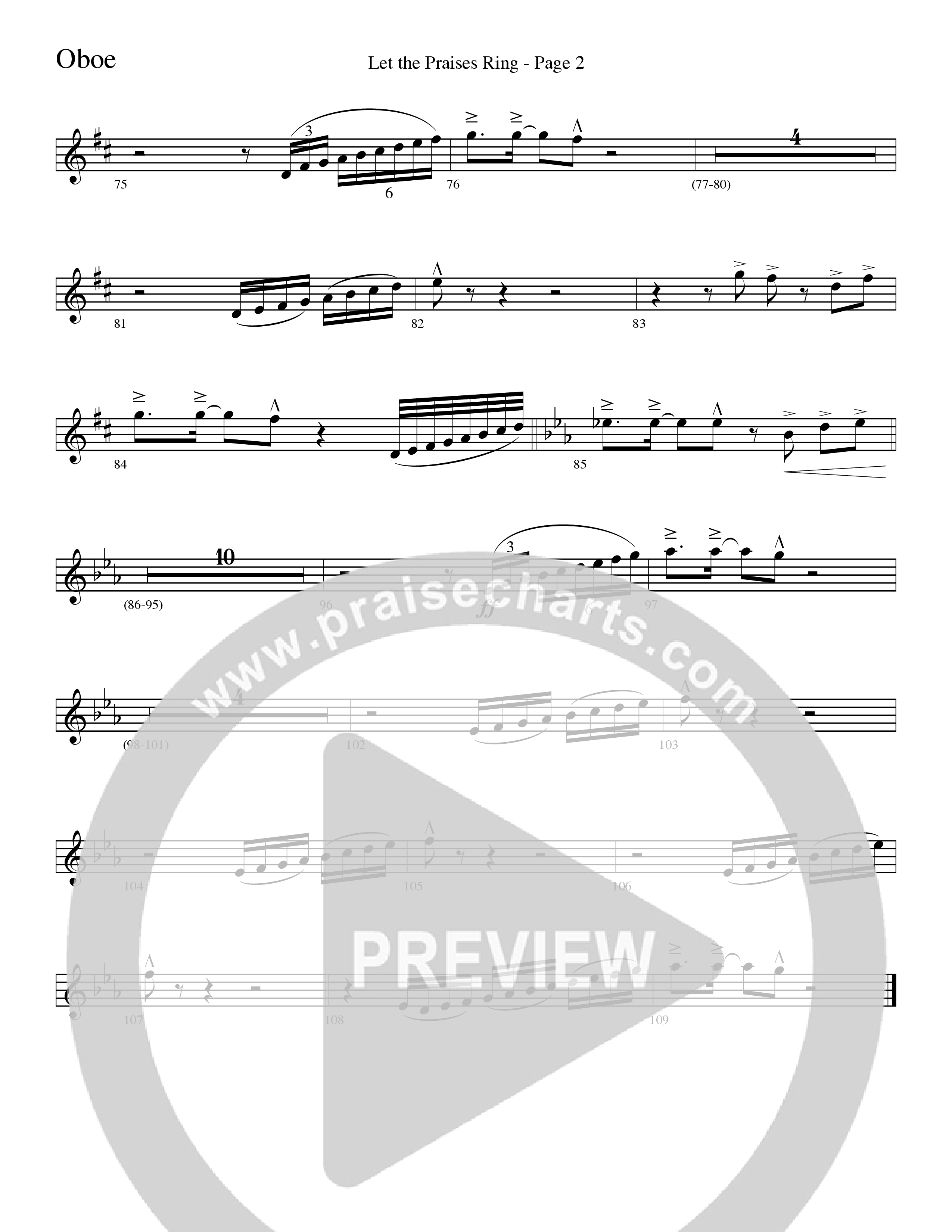 Let The Praises Ring (Choral Anthem SATB) Oboe (Word Music Choral / Arr. David T. Clydesdale)