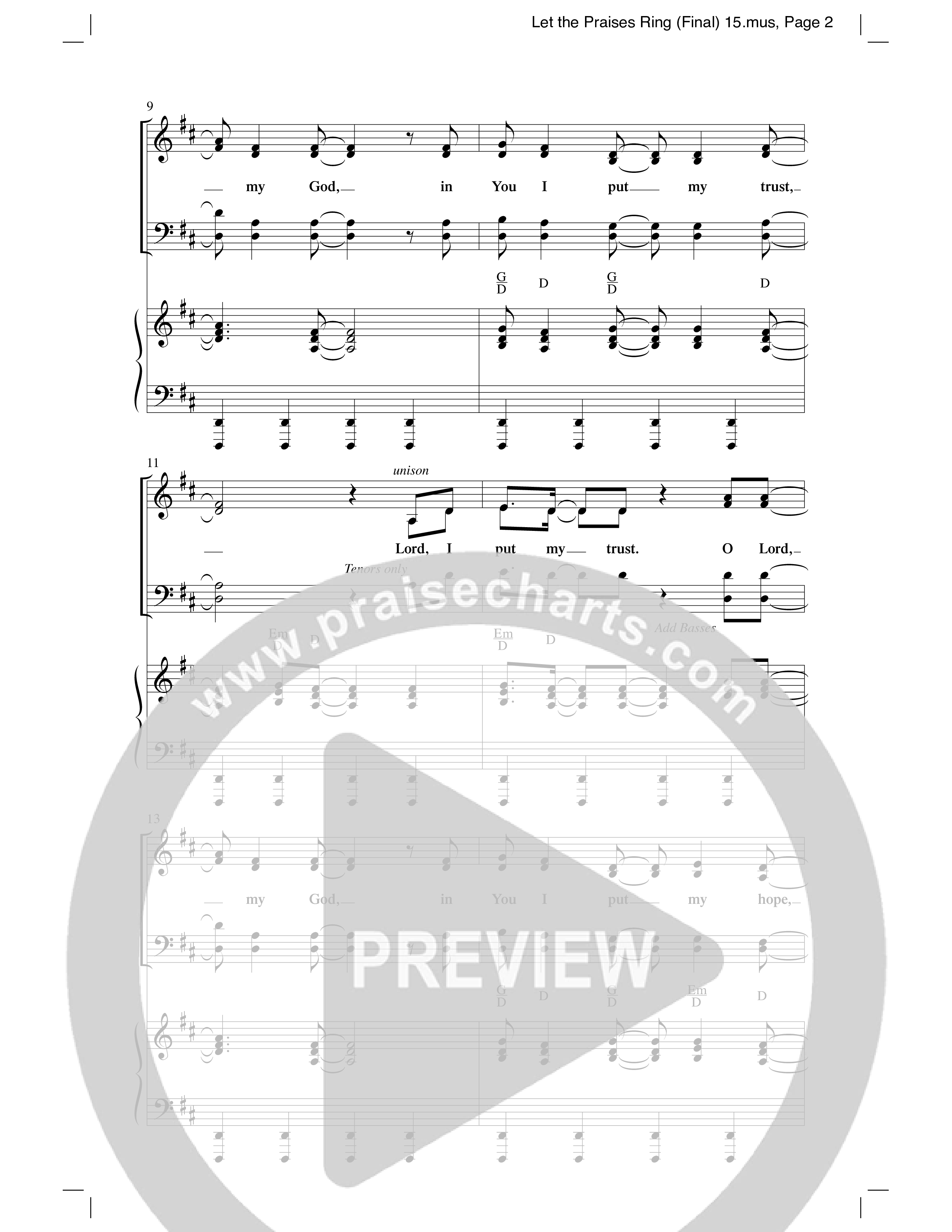 Let The Praises Ring (Choral Anthem SATB) Anthem (SATB/Piano) (Word Music Choral / Arr. David T. Clydesdale)