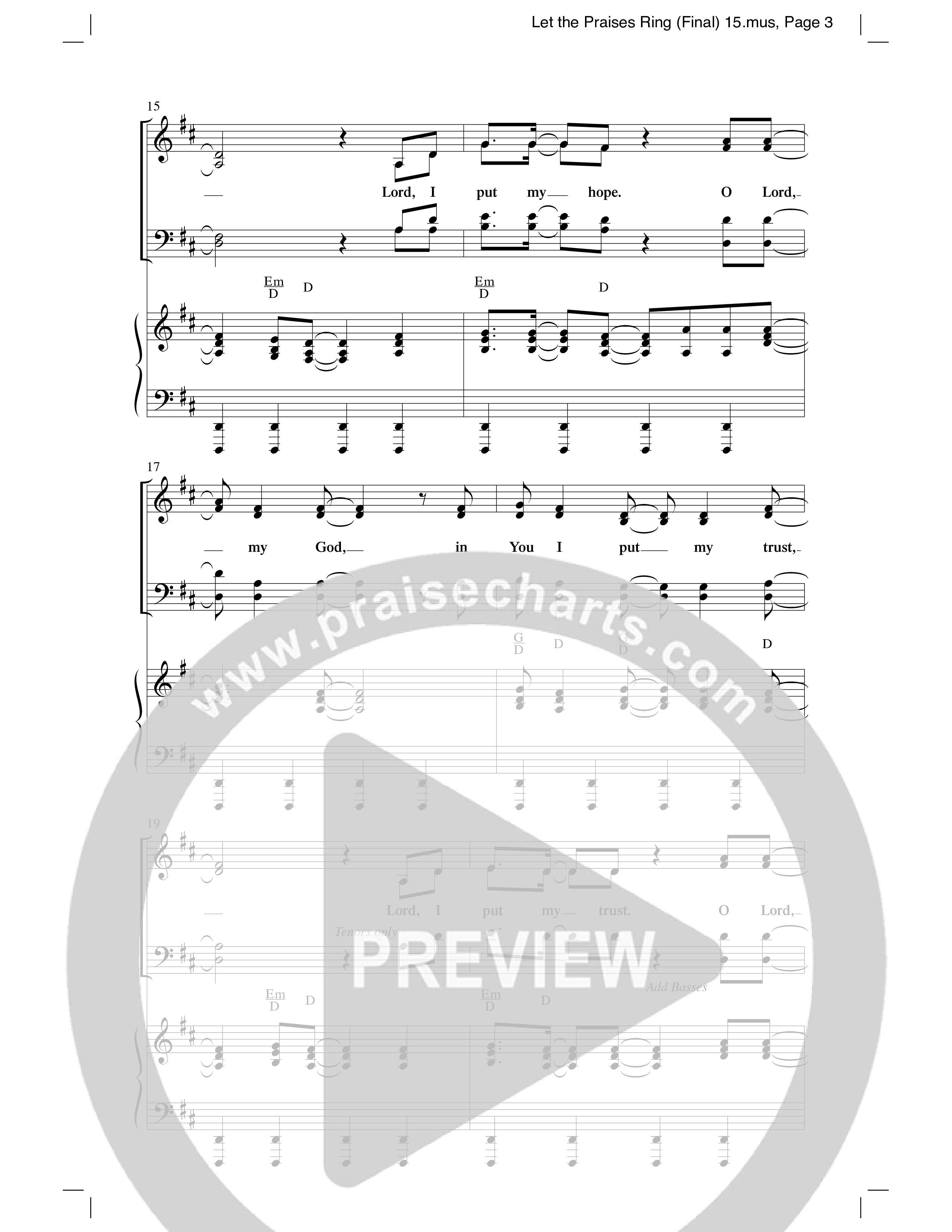 Let The Praises Ring (Choral Anthem SATB) Anthem (SATB/Piano) (Word Music Choral / Arr. David T. Clydesdale)