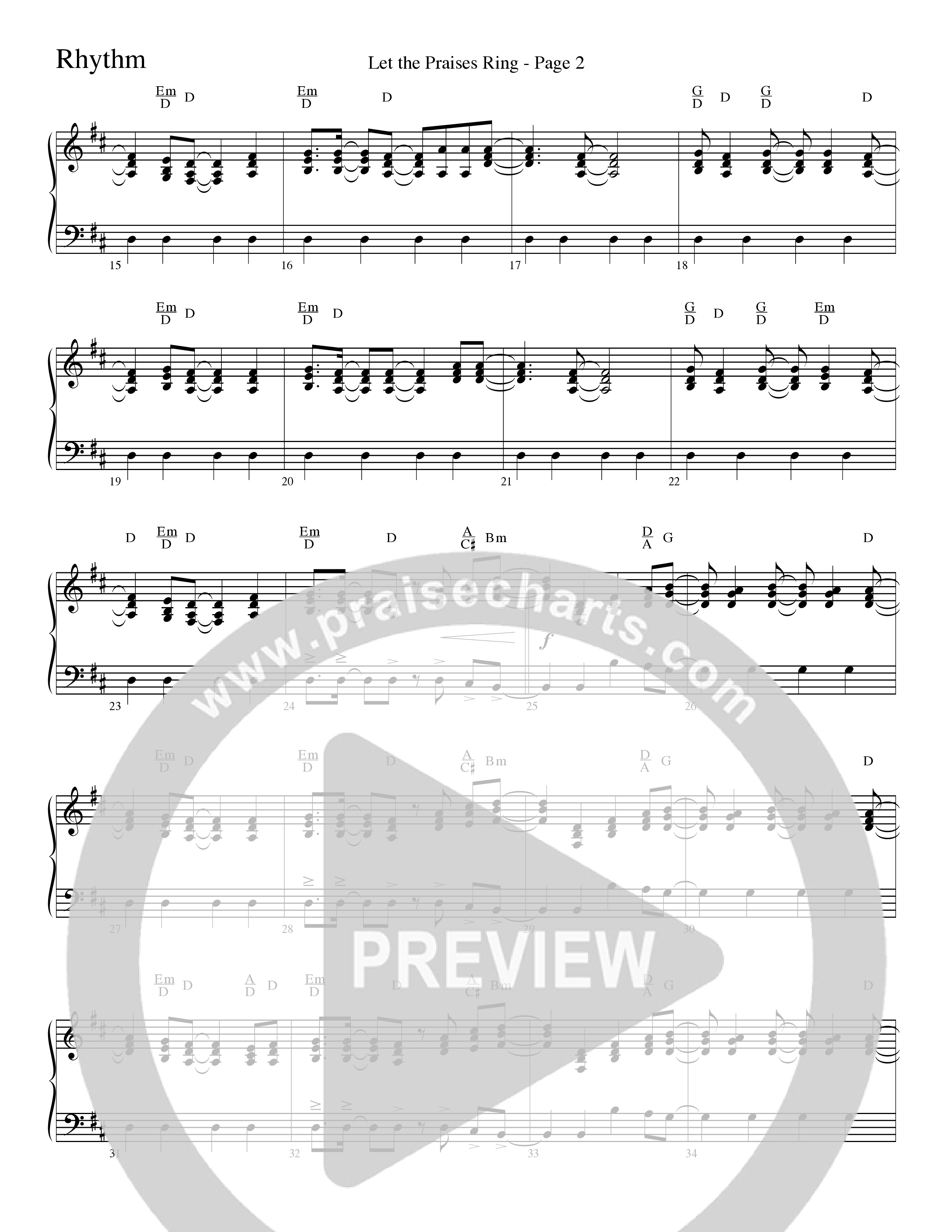 Let The Praises Ring (Choral Anthem SATB) Rhythm Chart (Word Music Choral / Arr. David T. Clydesdale)