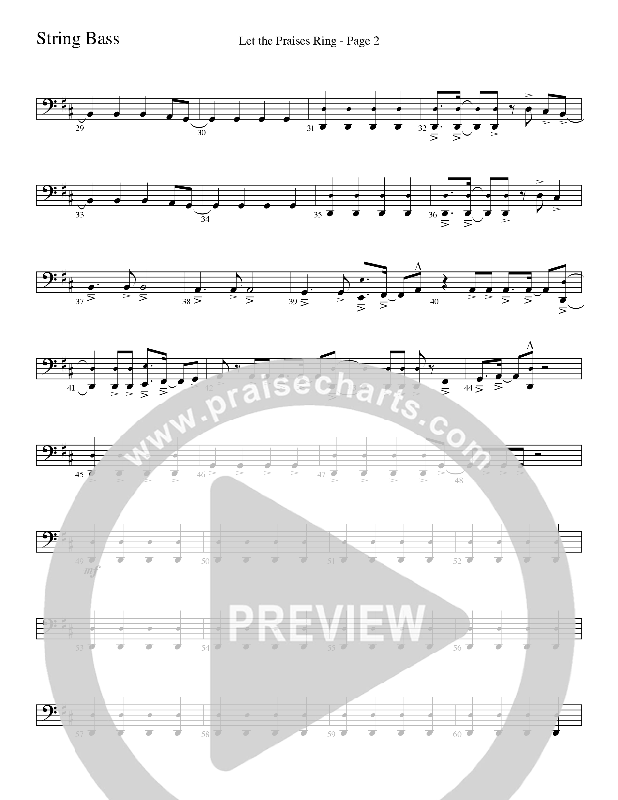 Let The Praises Ring (Choral Anthem SATB) String Bass (Word Music Choral / Arr. David T. Clydesdale)