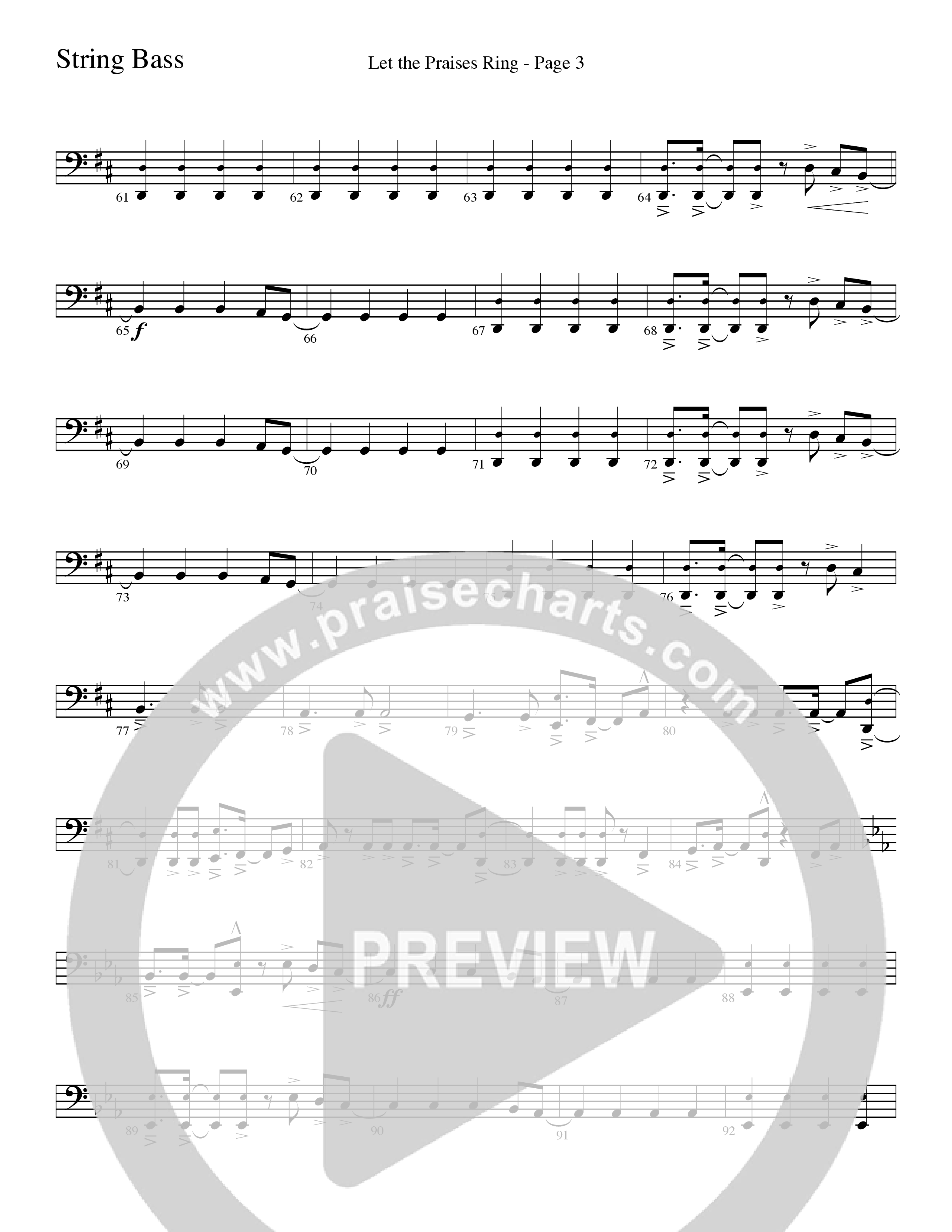 Let The Praises Ring (Choral Anthem SATB) String Bass (Word Music Choral / Arr. David T. Clydesdale)