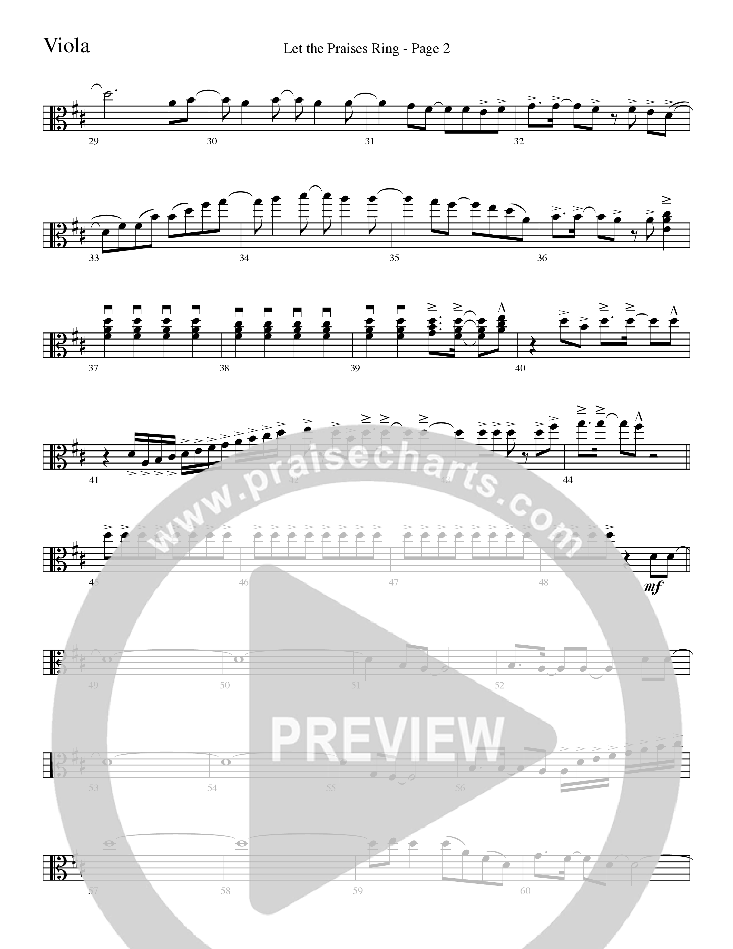 Let The Praises Ring (Choral Anthem SATB) Viola (Word Music Choral / Arr. David T. Clydesdale)