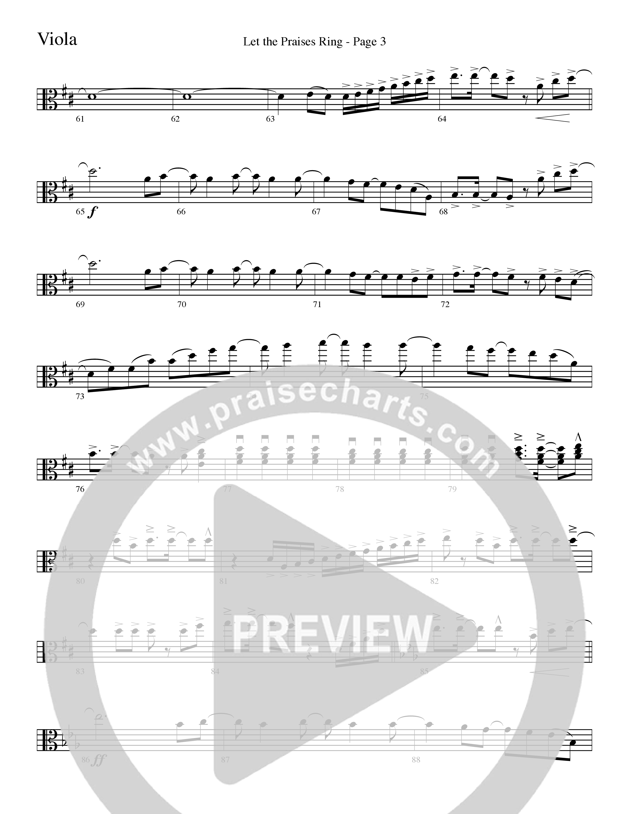 Let The Praises Ring (Choral Anthem SATB) Viola (Word Music Choral / Arr. David T. Clydesdale)